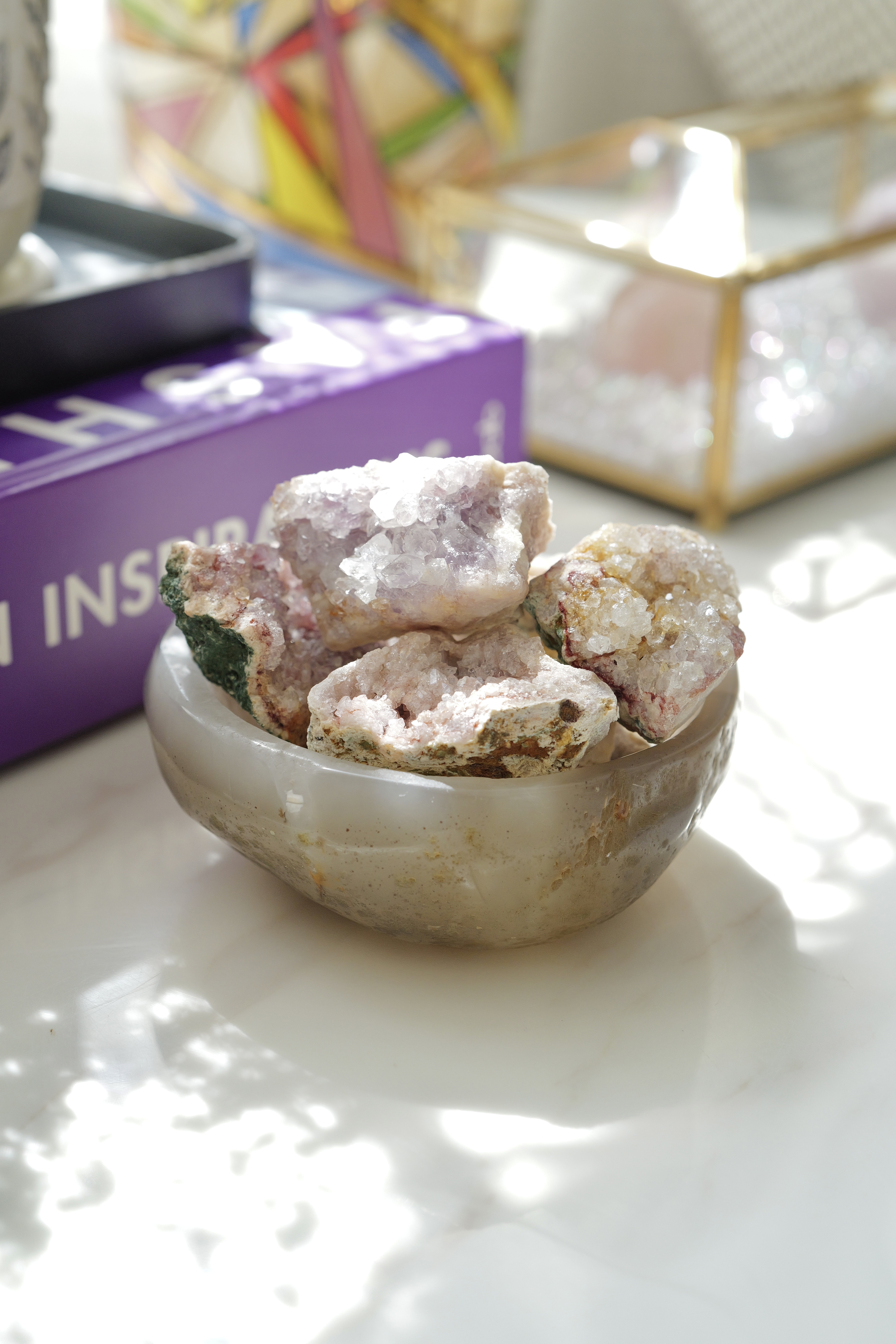  ༒6cm Pink Amethyst Geode༒ PA.7051H3m-RA22*3MF