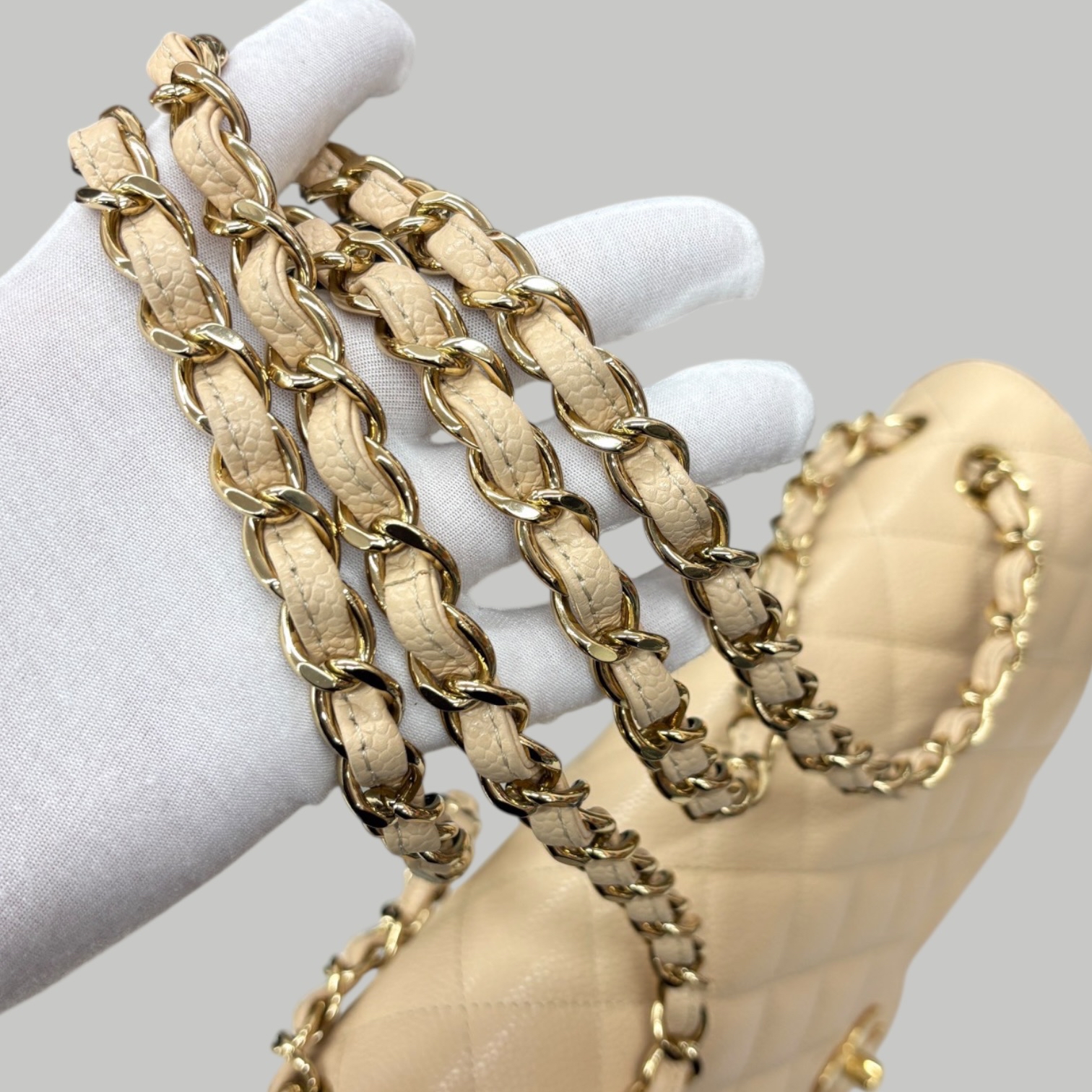 Chanel Caviar jumbo 奶茶金扣