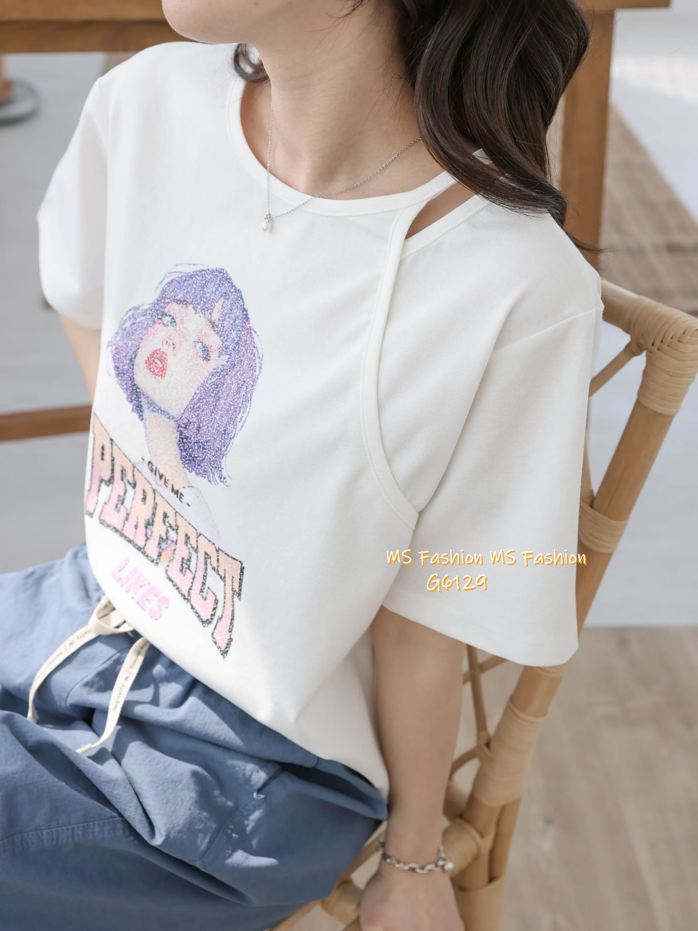 G6129 韓國🇰🇷型格小露肩女仔頭top