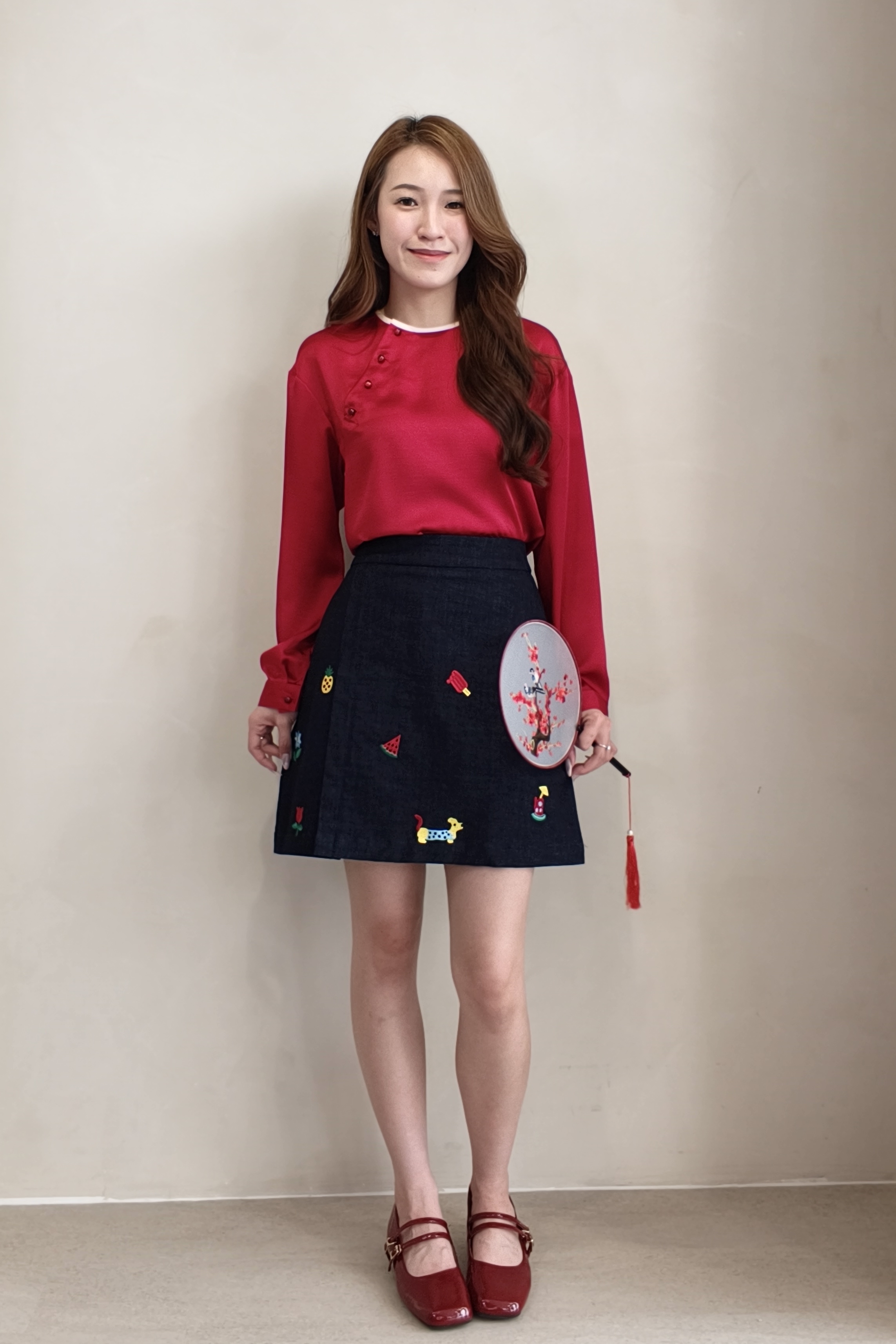 CB2779 Oriental Button Satin Blouse