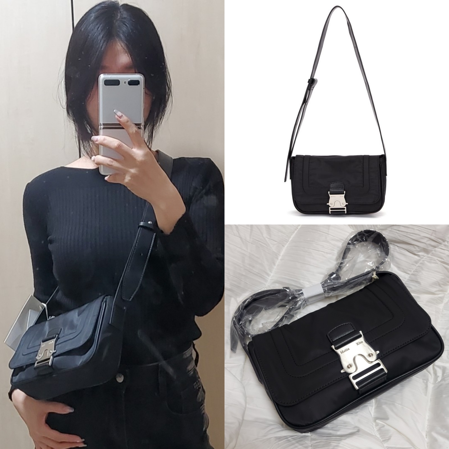 MATIN KIM MINI BUCKLE BAG IN LIGHT GREY（MATIN KIM] BIG
