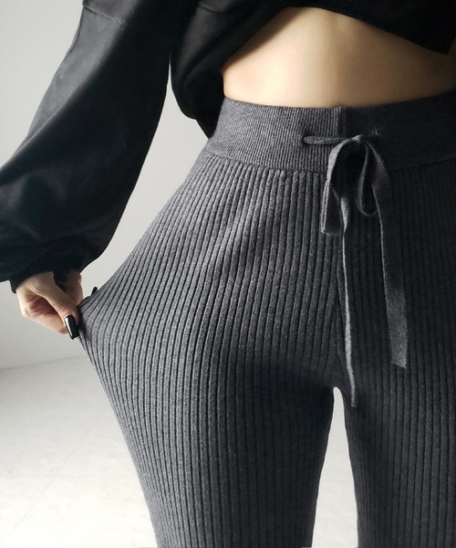 羅紋針織喇叭長褲【JP009】