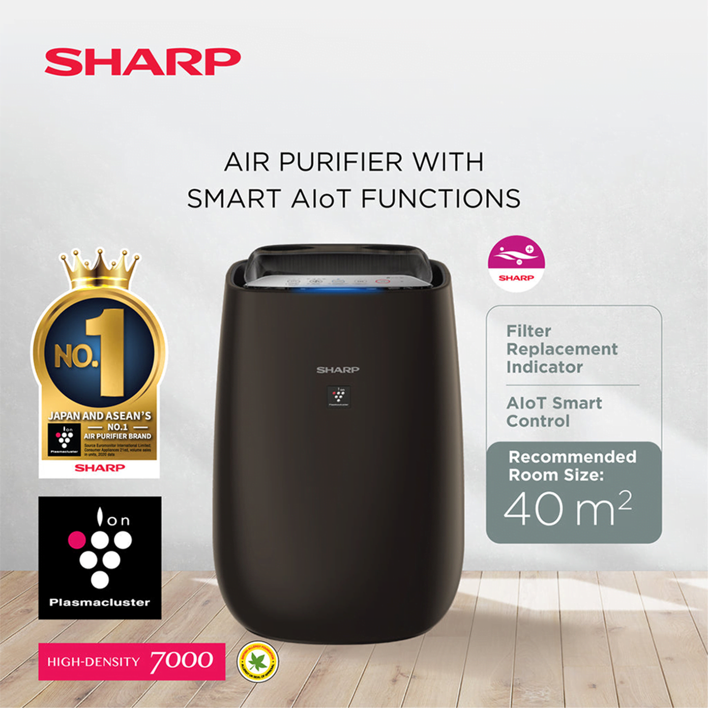 Sharp 40m³ Plasmacluster Air Purifier (FPJ50LH)