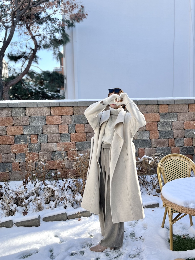[70% Wool] Parisian Belted Wool Coat (Oat)