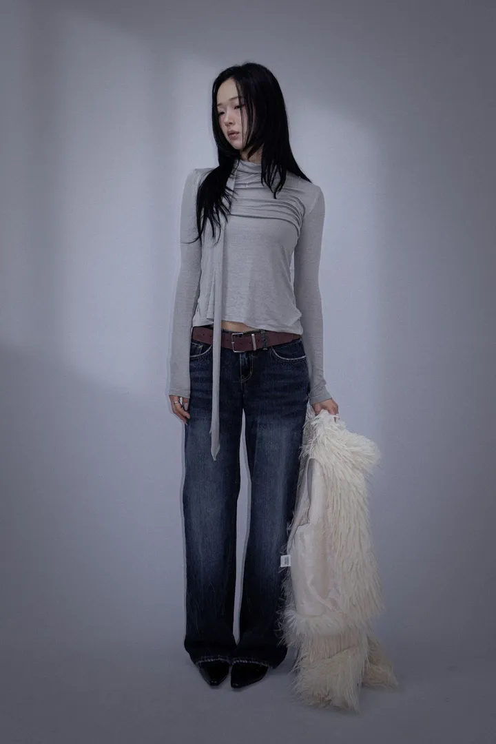 Low-Rise Washed Denim