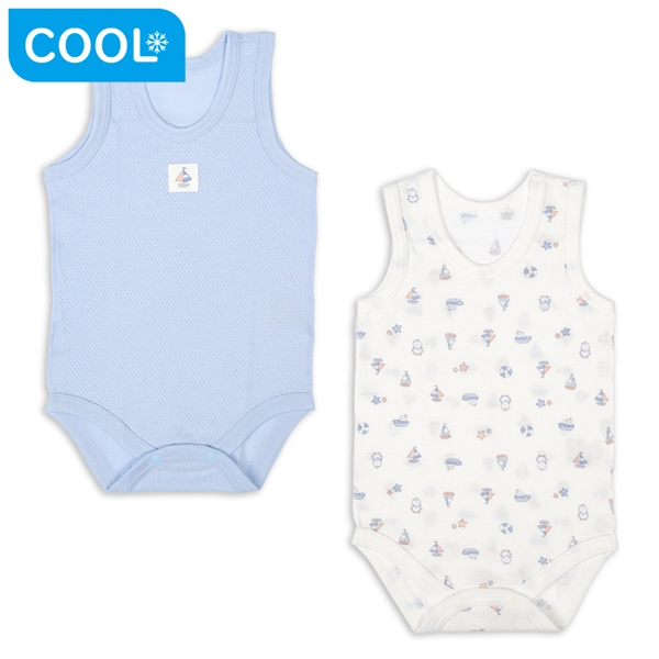 🇯🇵預訂 日本直送🇯🇵帆船印花純棉網眼無袖背心包屁衣兩件套