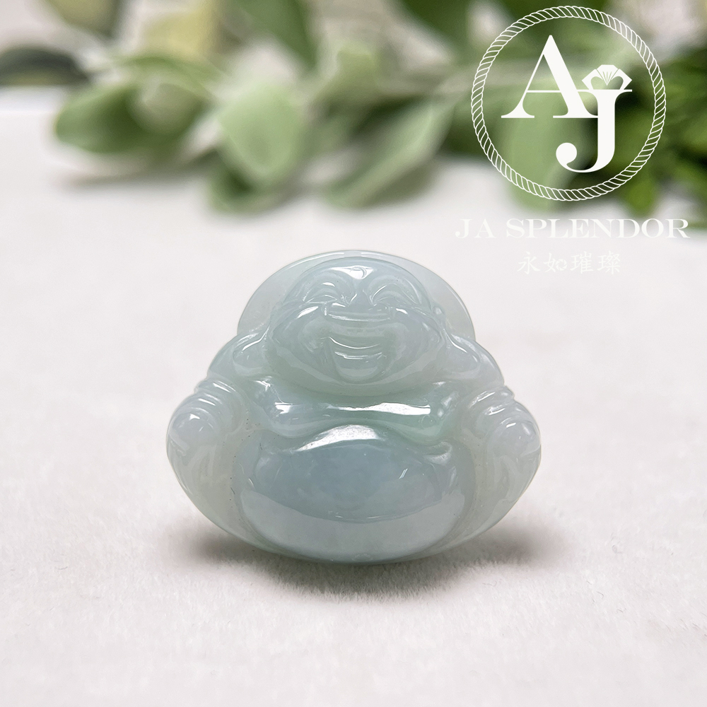 JN-1031 天然翡翠A玉 晴綠大肚笑佛吊墜
