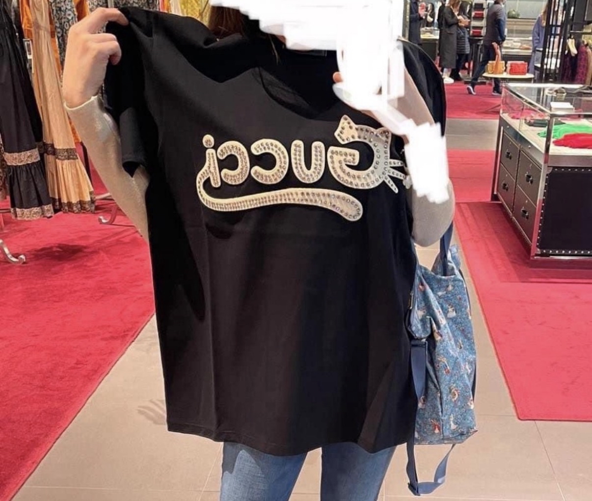 Gucci 黑白水晶貓貓🐱 oversized tee