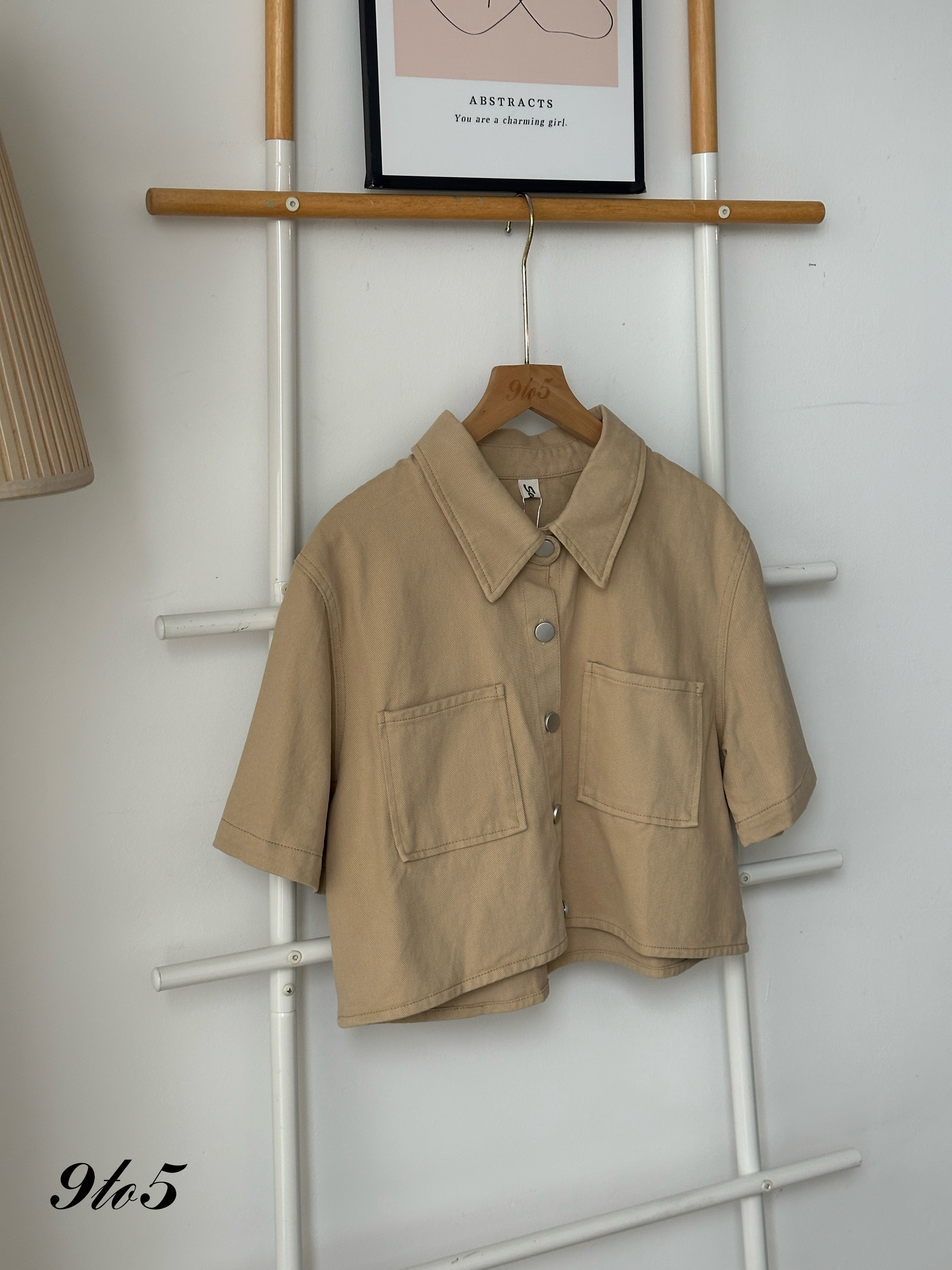 T4037 Denim Crop Jacket - Khaki