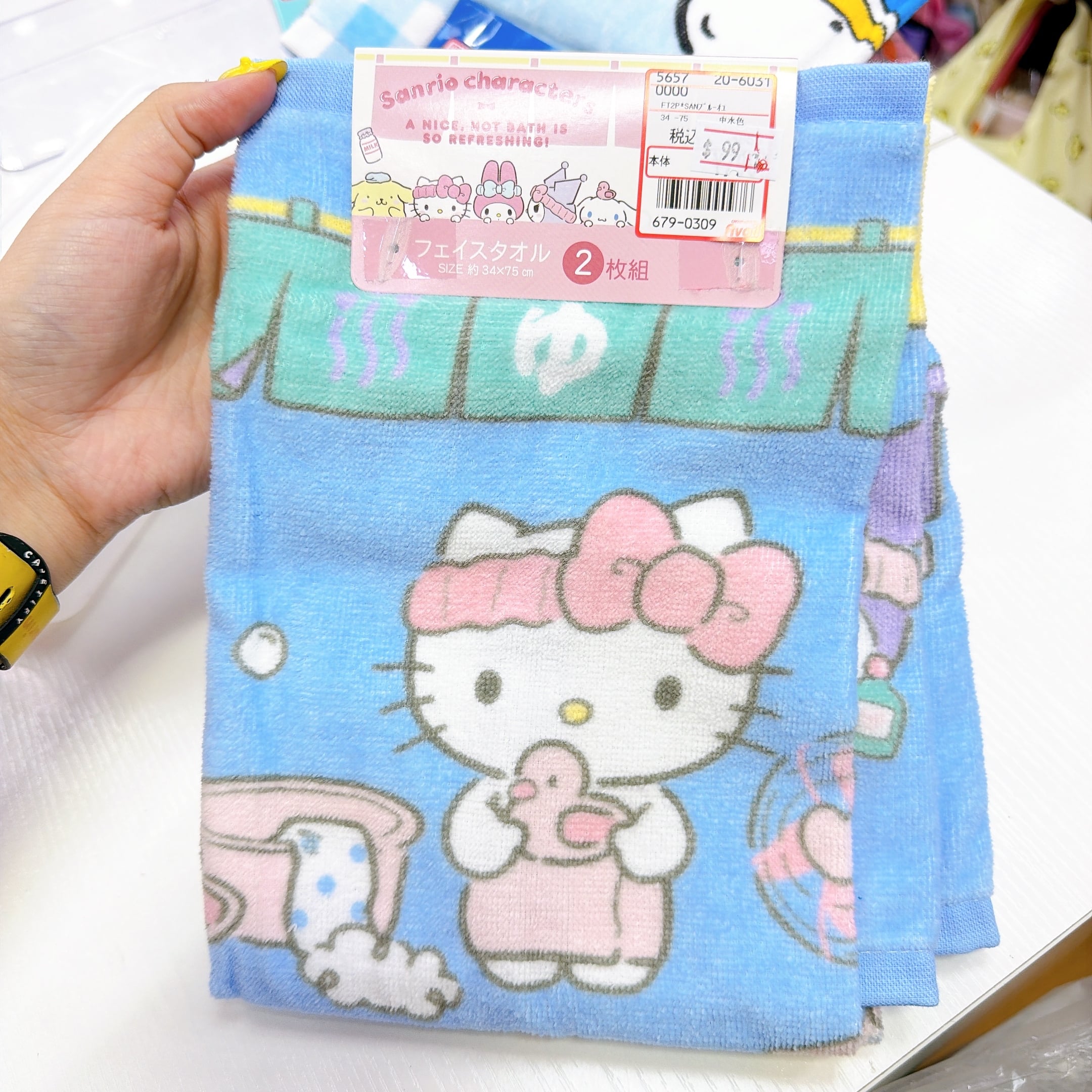 日本直送日本版Sanrio 超多角色新款34×75 cm長毛巾一套兩條