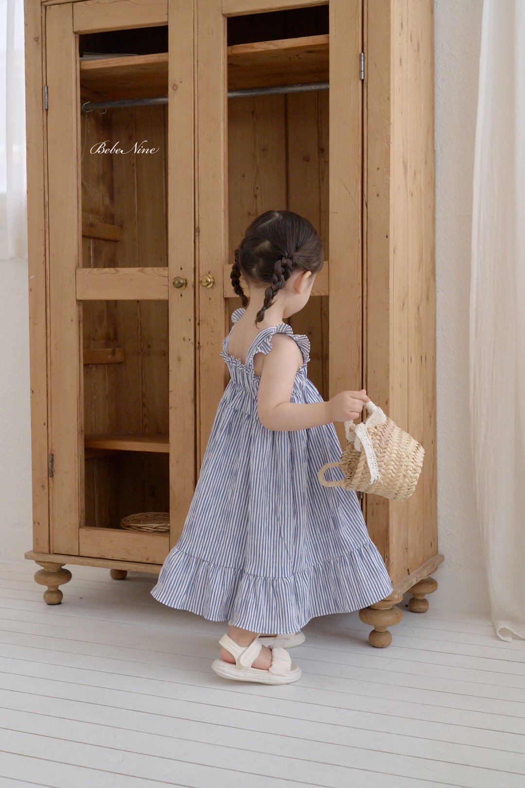 ☀️預訂 韓國直送☀️🇰🇷Bebenine兩色條紋荷葉邊吊帶連身裙