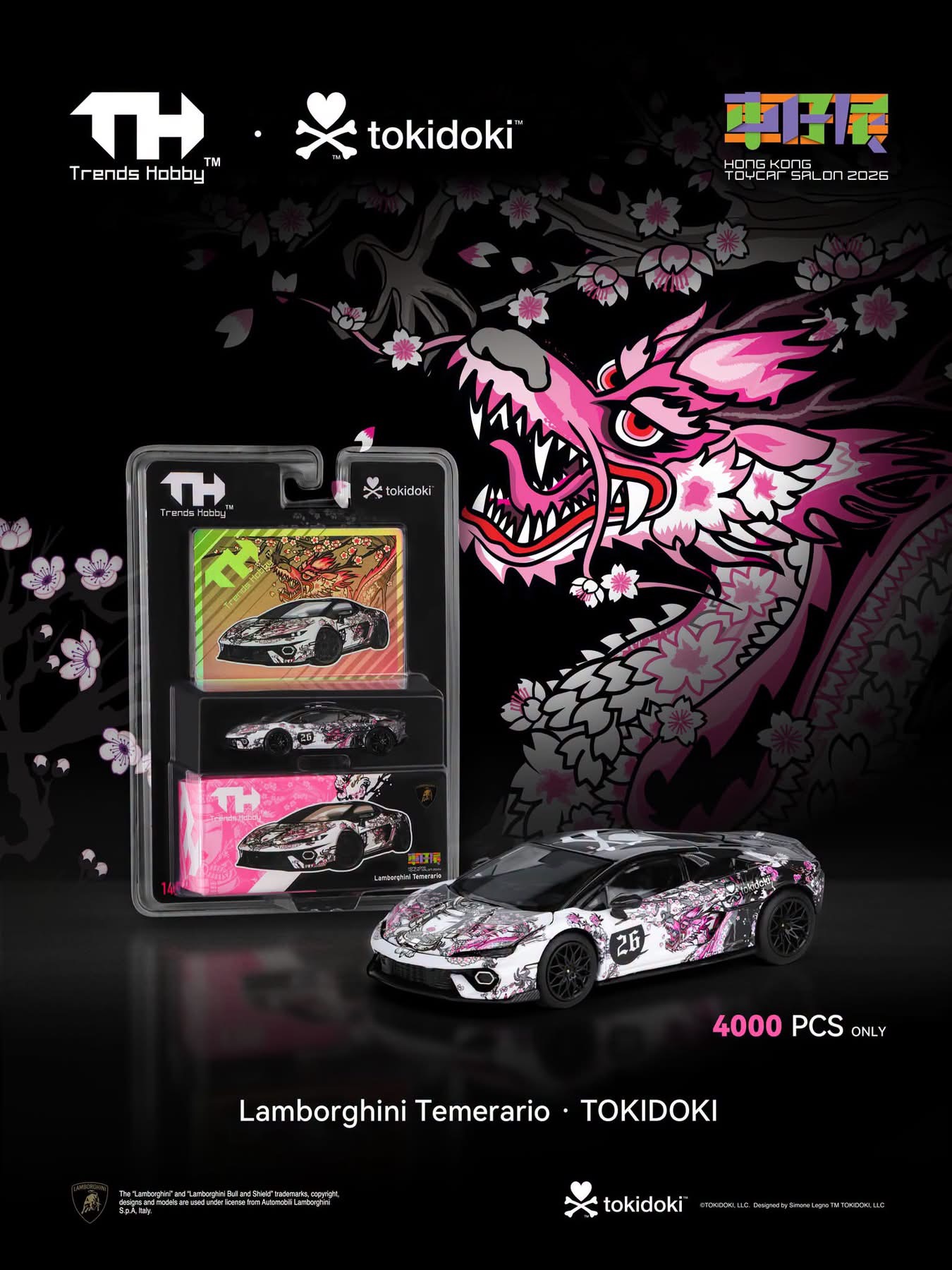 Trends Hobby x Tokidoki Limited Edition Dragon Lamborghini Temerario & Tiger Lamborghini Urus set Hong Kong Toycar Salon 2026