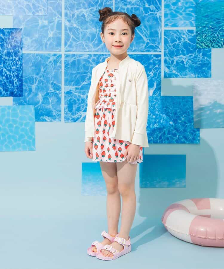 🇯🇵預訂 日本直送🇯🇵BREEZE兩色草莓花卉滿印荷葉邊吊帶連身泳衣