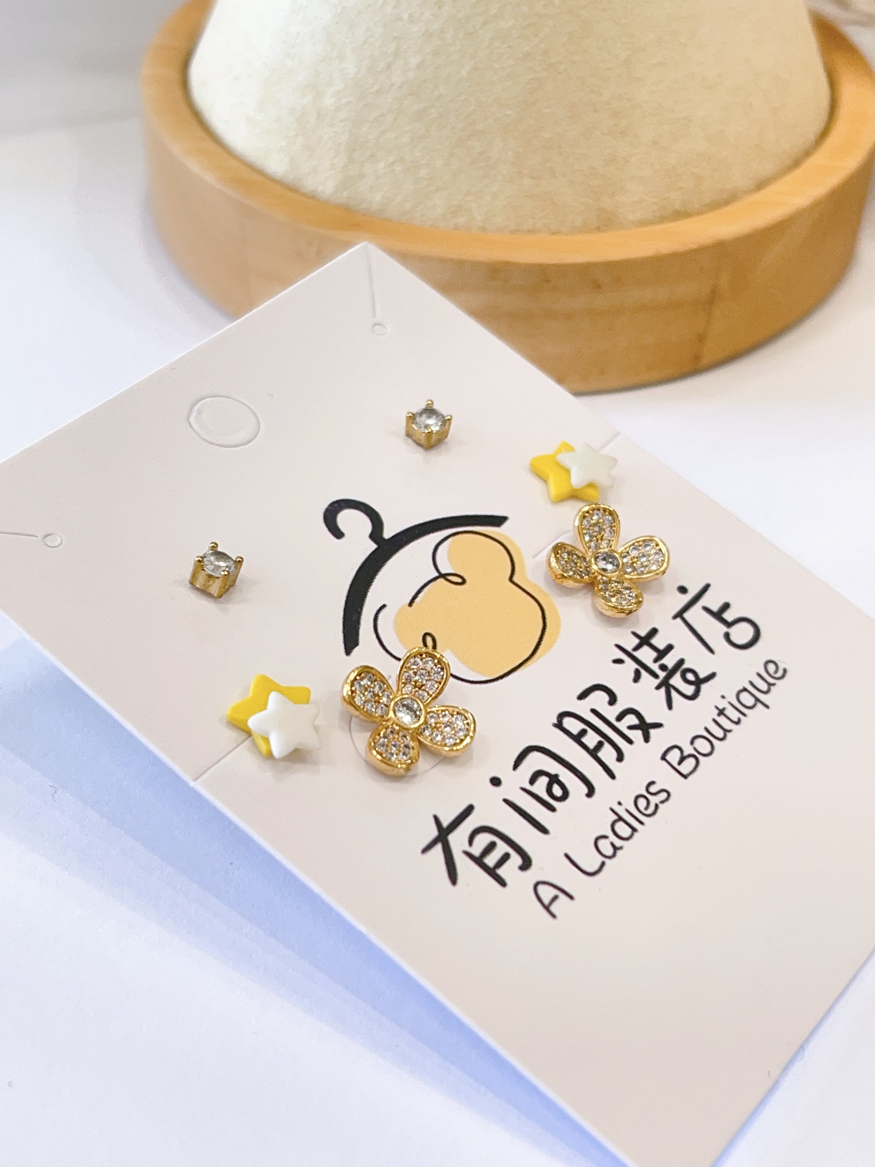 小花星星耳环套装