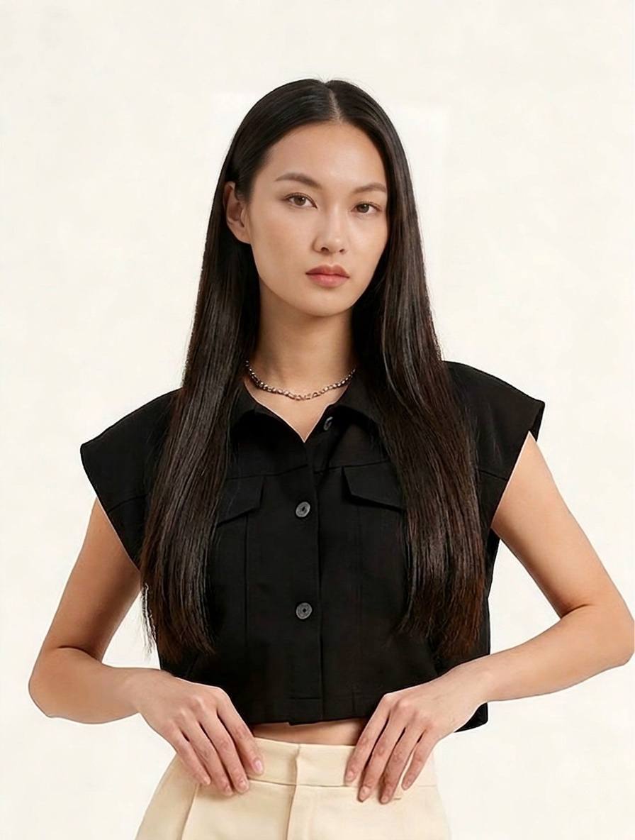 W9658 - Sleeveless Crop Top