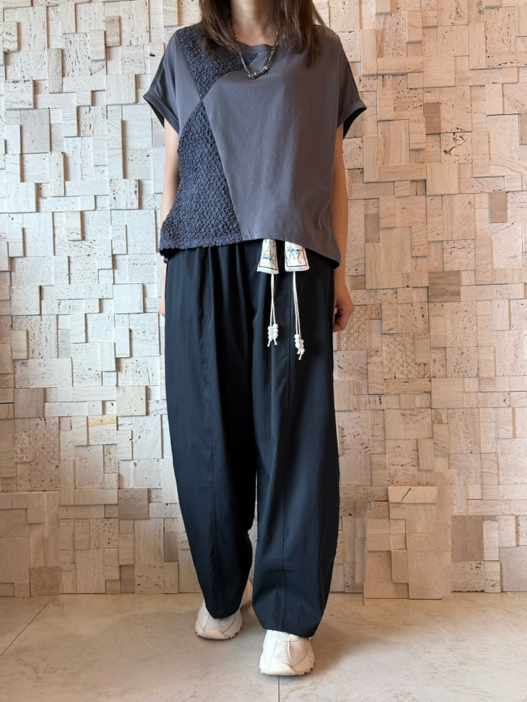 #2092 棉拼皺紋布拼接Top✨