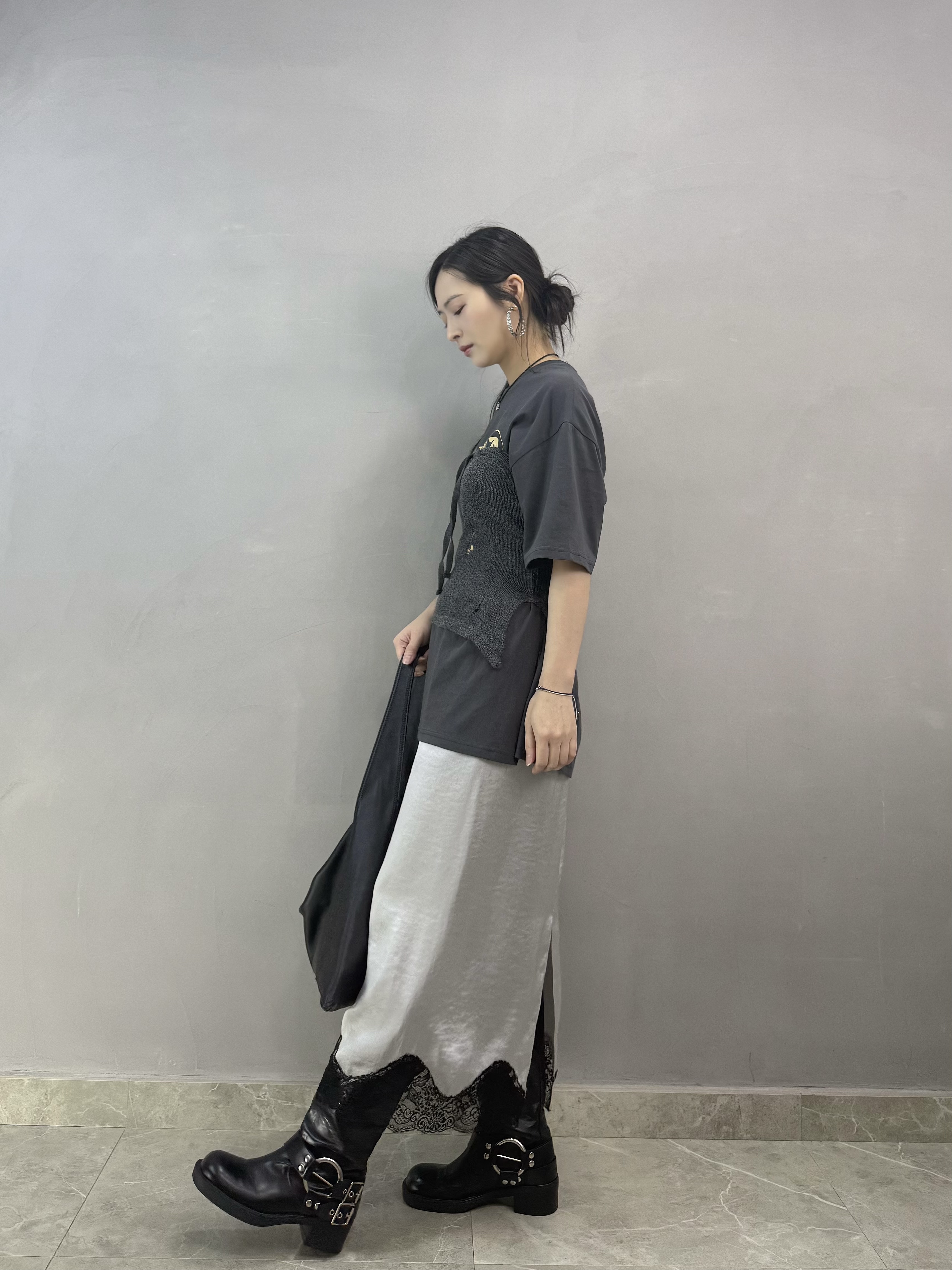C02 Lace 邊絲質裙