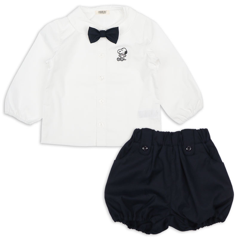 🈹限時特價🇯🇵預訂 日本直送🇯🇵Snoopy史努比刺繡領結長袖恤衫上下套裝