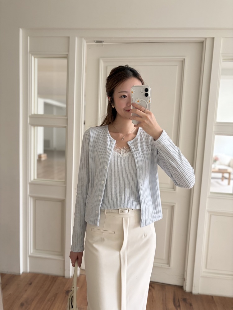 Belted Pencil Skirt (Ivory)