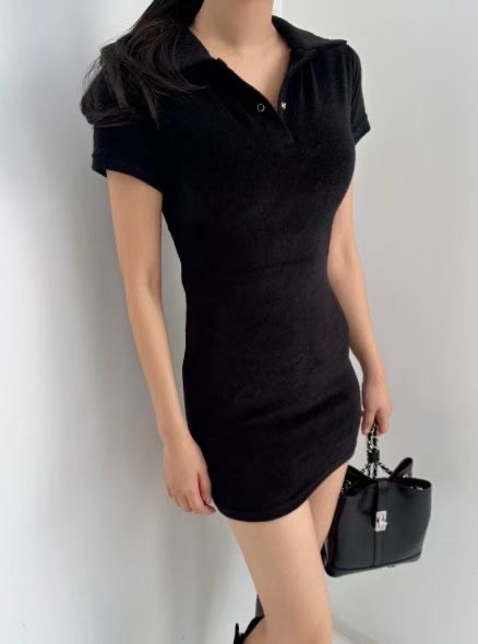 【 ♪ 顯身材🔥實穿率極高！高質量親膚毛巾料～啪啪扣修身POLO OPS🩶 】 Button Slim Ops(兩色入)