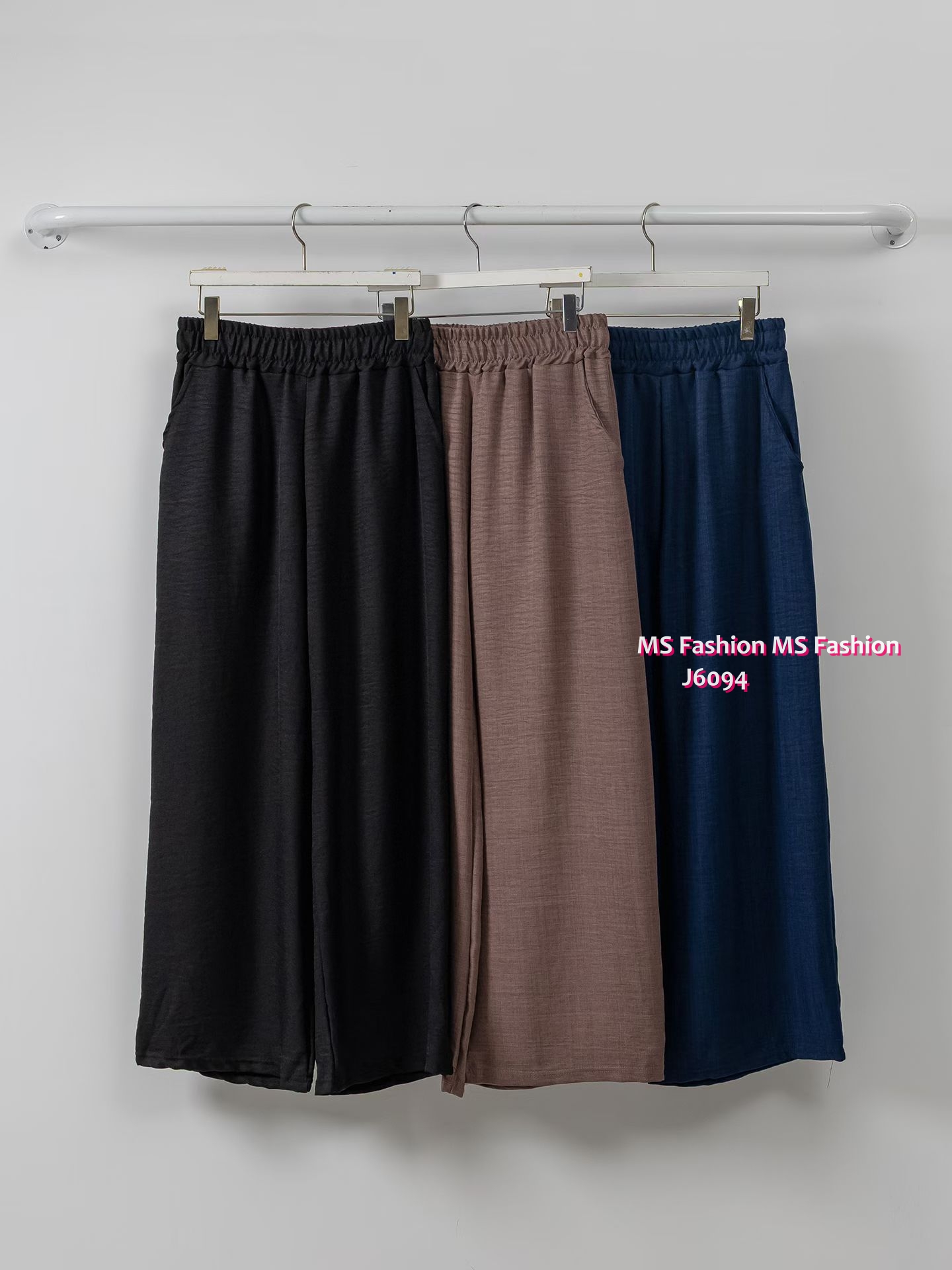 J6094 靚色休閒闊筒褲