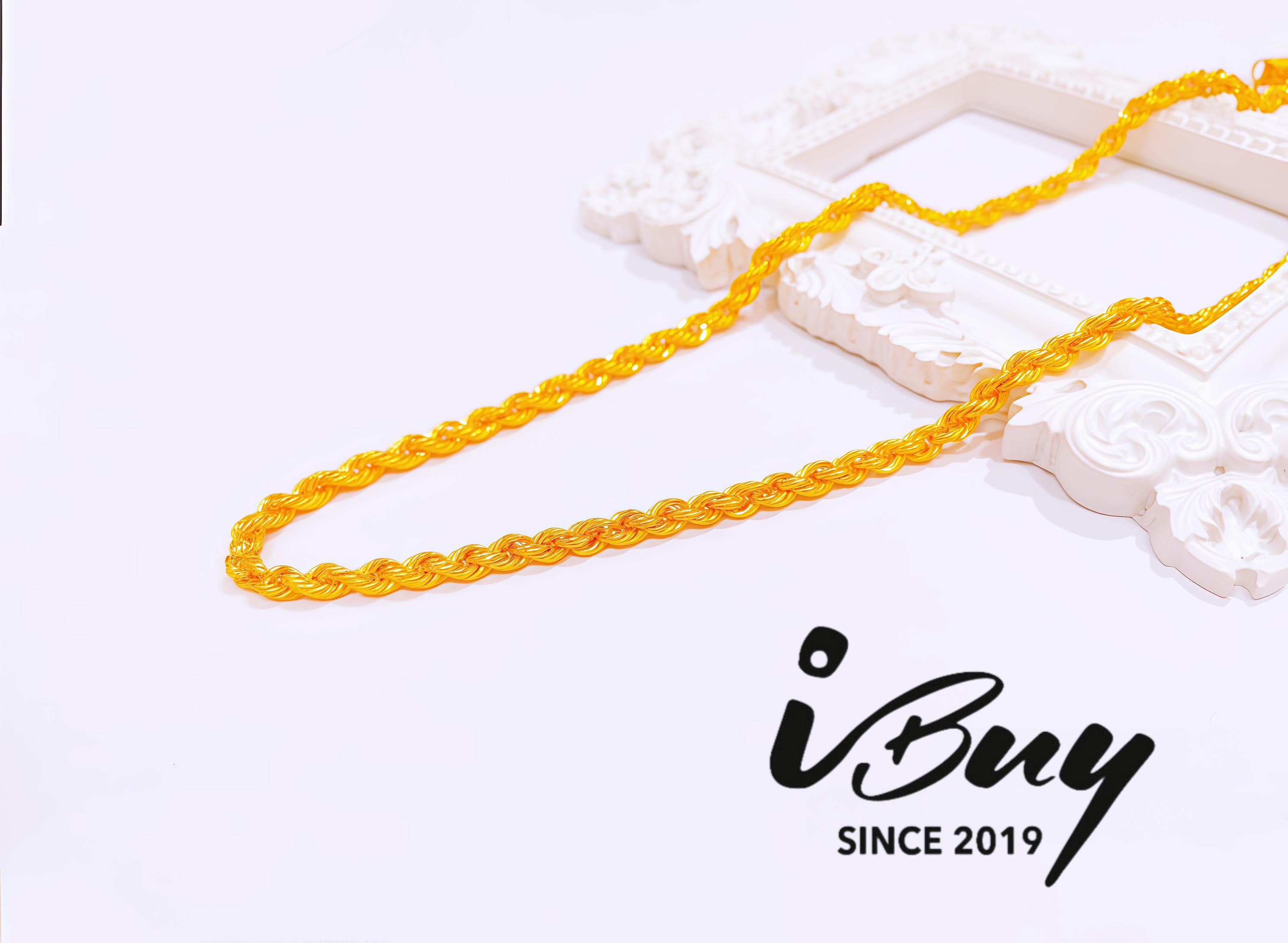 916 GOLD HOLLOW ROPE NECKLACE (030) 916 金 空心麻绳项链 (030)