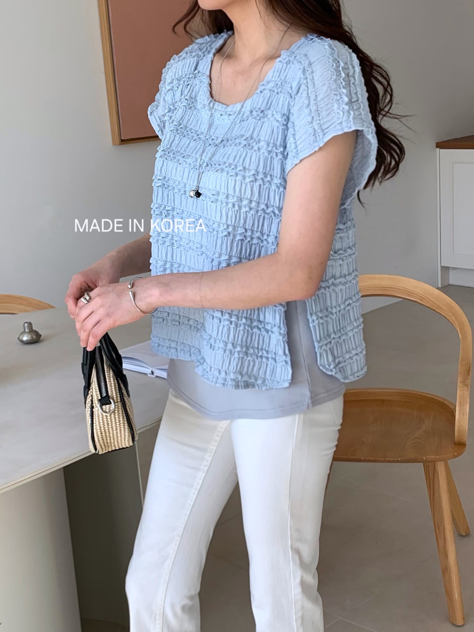 G6280 韓國🇰🇷壓紋假兩件top