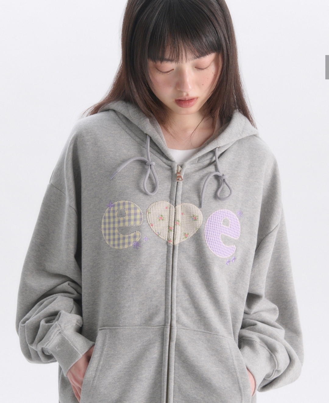 Ambler Check Flower Zip Up Hoodie