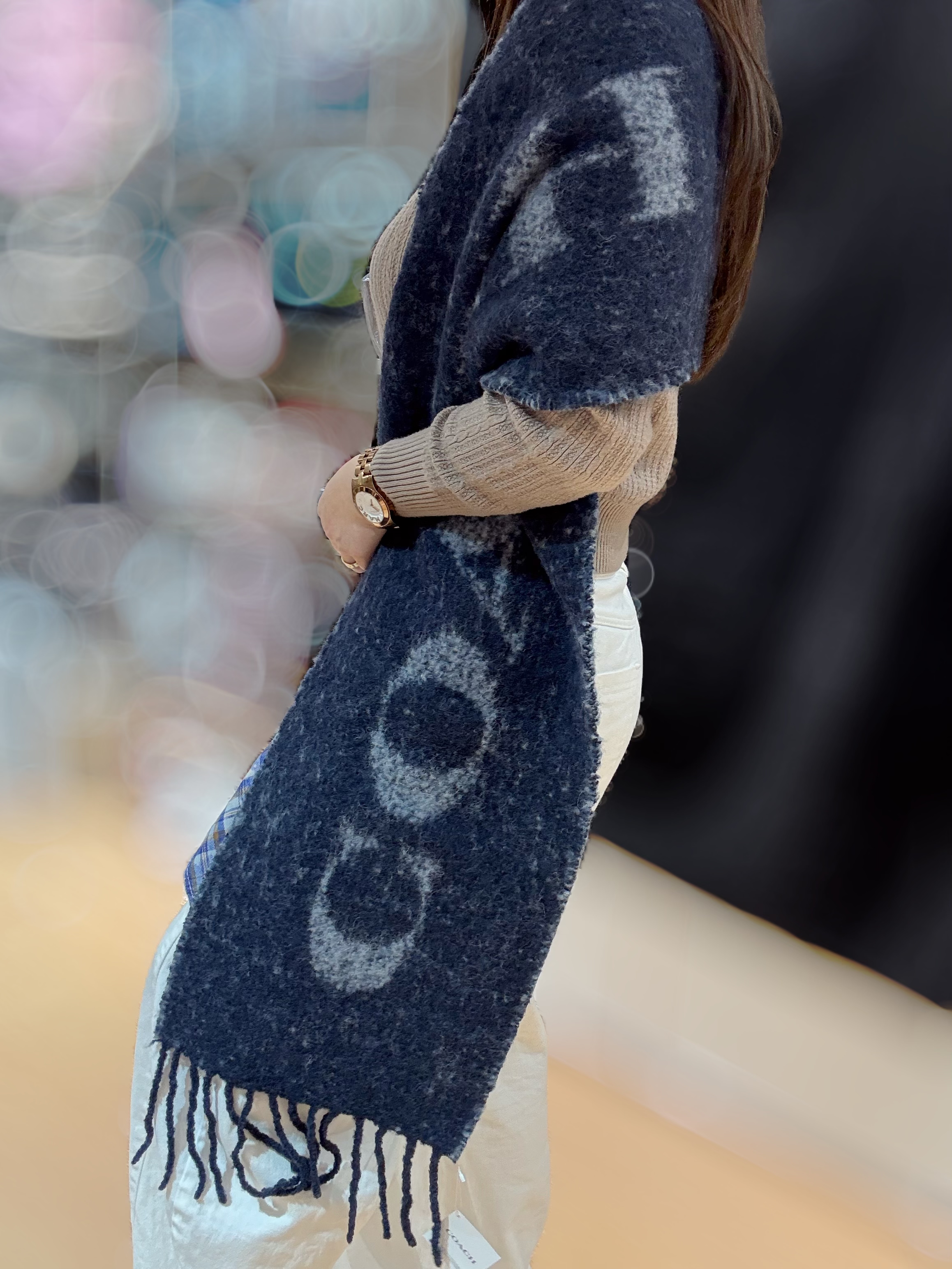 Coach oversized scarf midnight navy