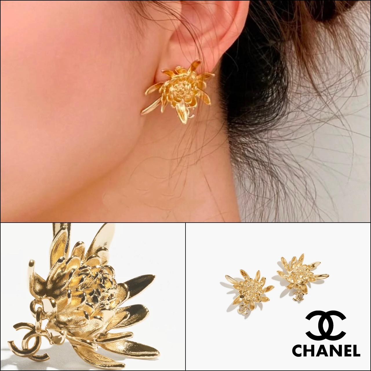 CHANEL 大花朵CC耳環