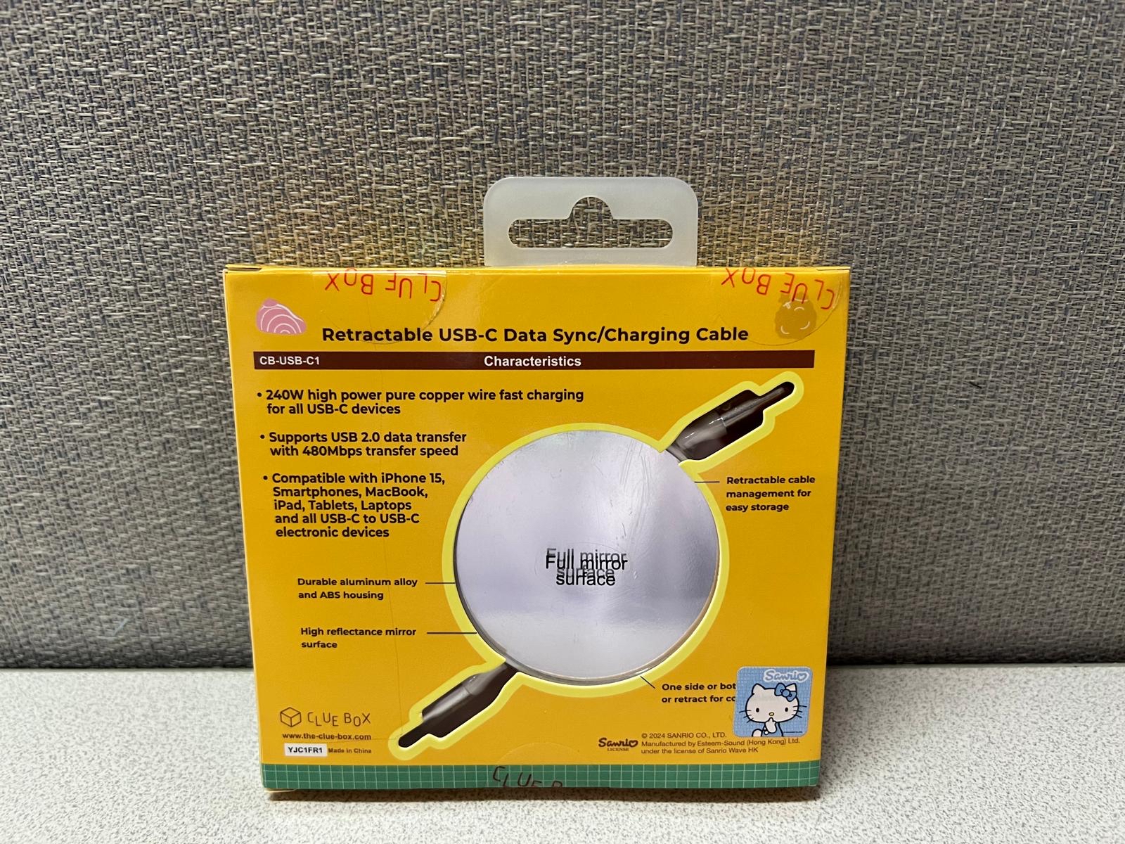 ❣️Sanrio 卡通 自動伸縮USB-C數據充電電線配備Lightning轉換插頭