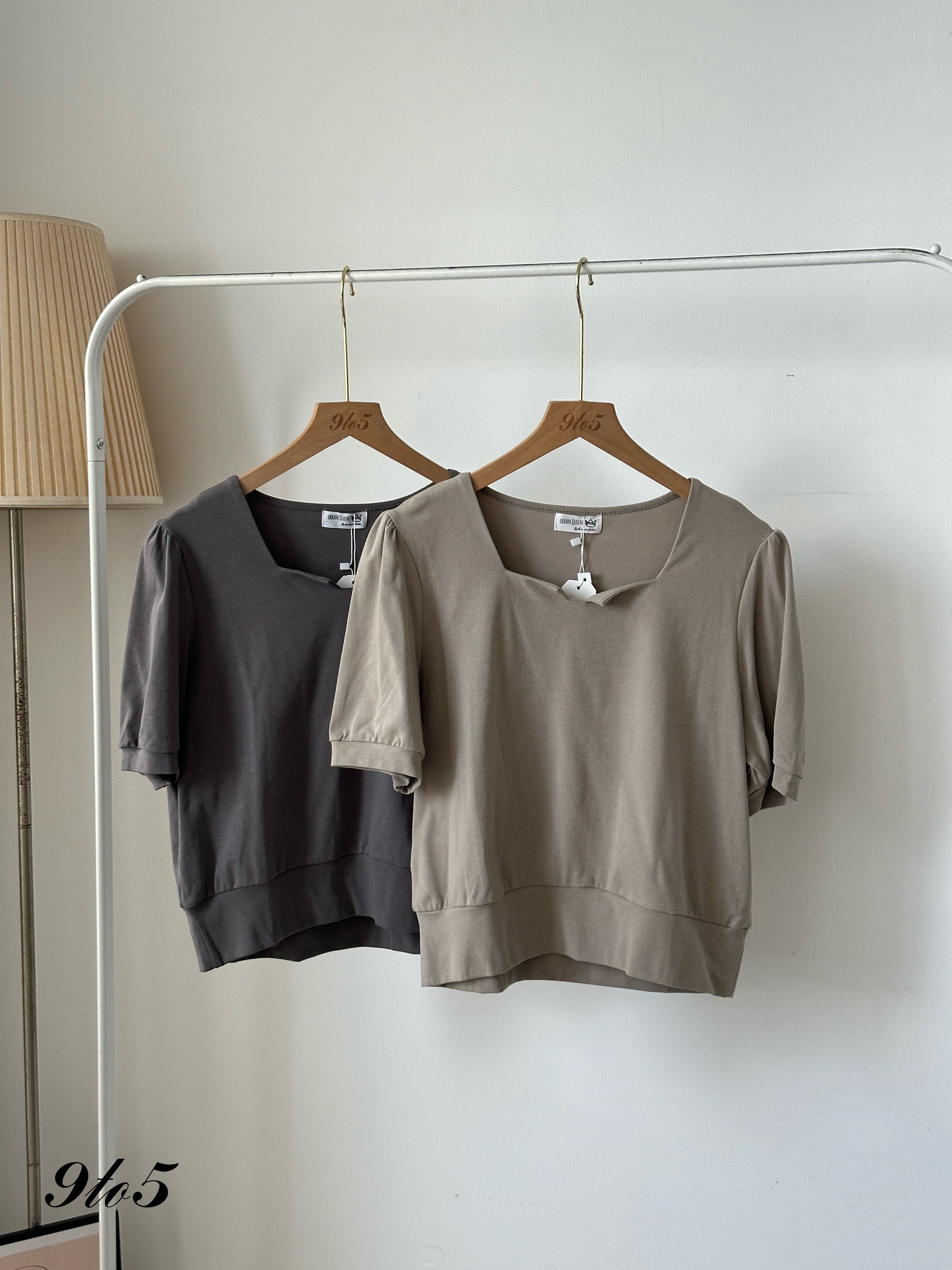 T4028 Square Neck Half Sleeve Top - 4 Colors