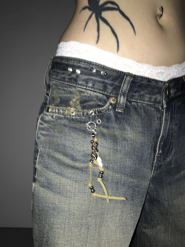 Pierced Low Rise Flare Denim Pants