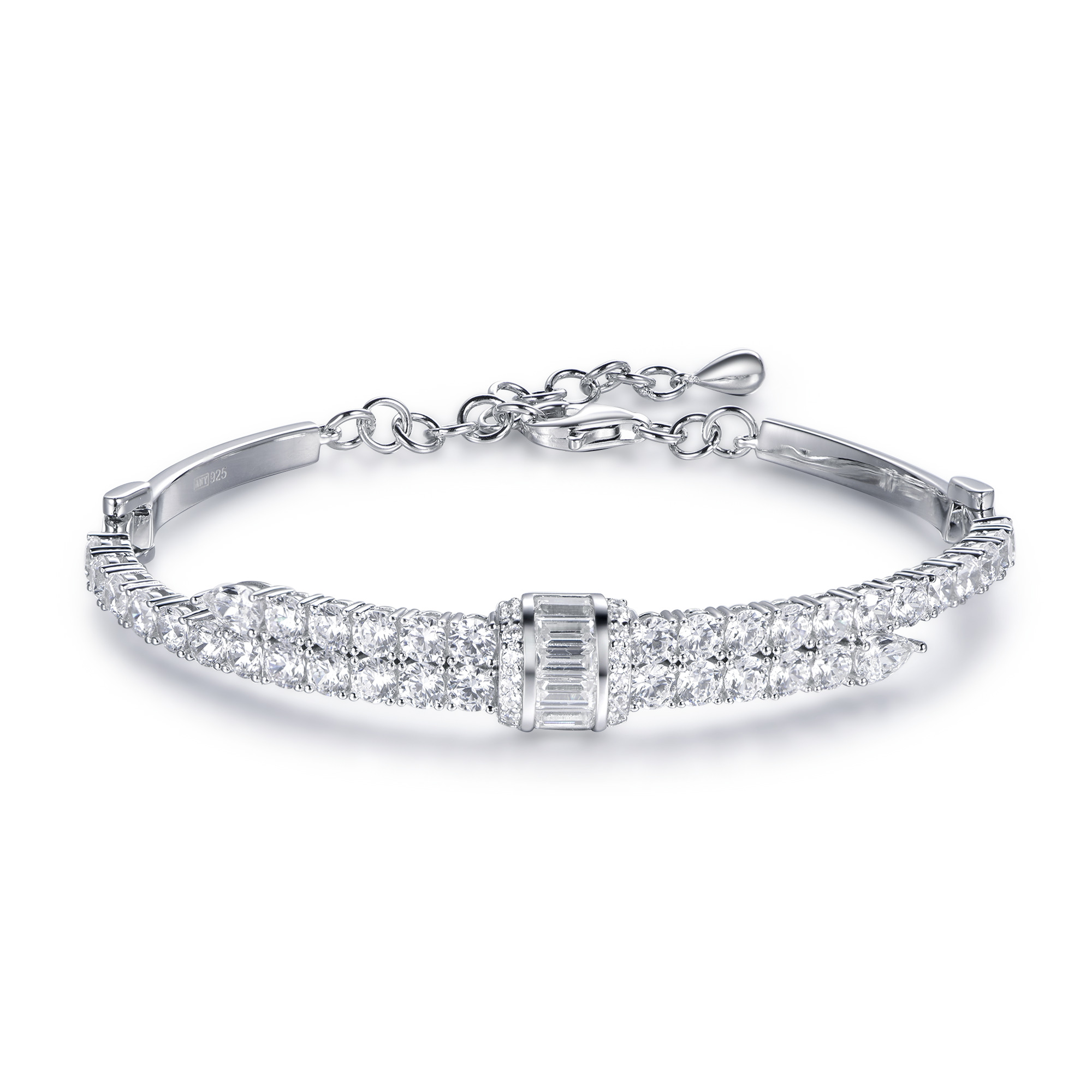 B1957 Sleek Line Noir Bangle-white