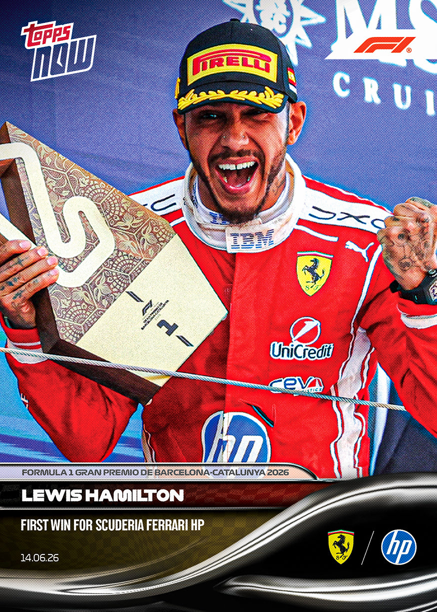 Lewis Hamilton - 2026 F1 Topps NOW® #38 Barcelona GP 首場Ferrari贏車卡｜PR 69,024
