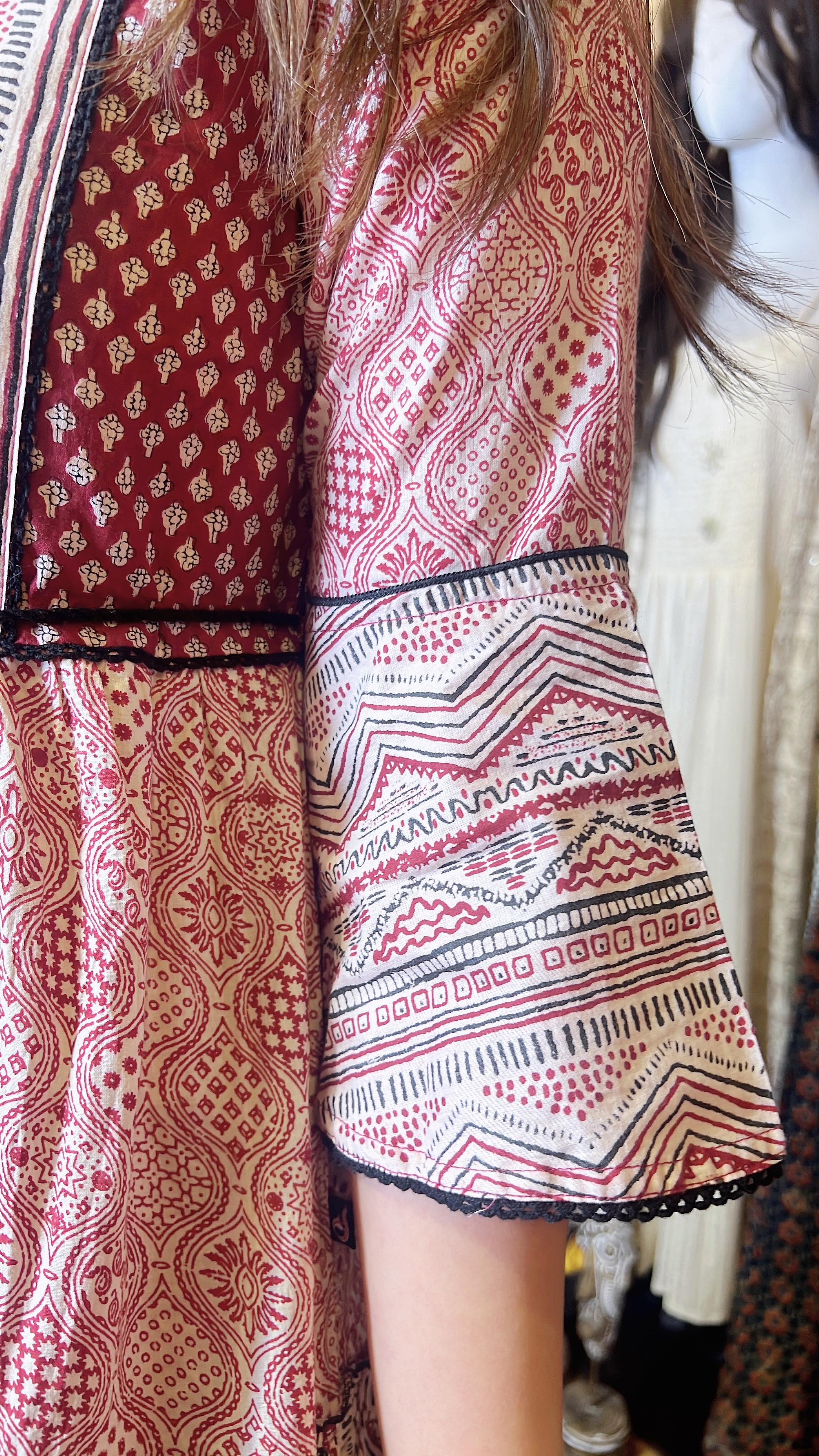 Beige X Wine Red African Print 4-layer cake OP 50"  #639