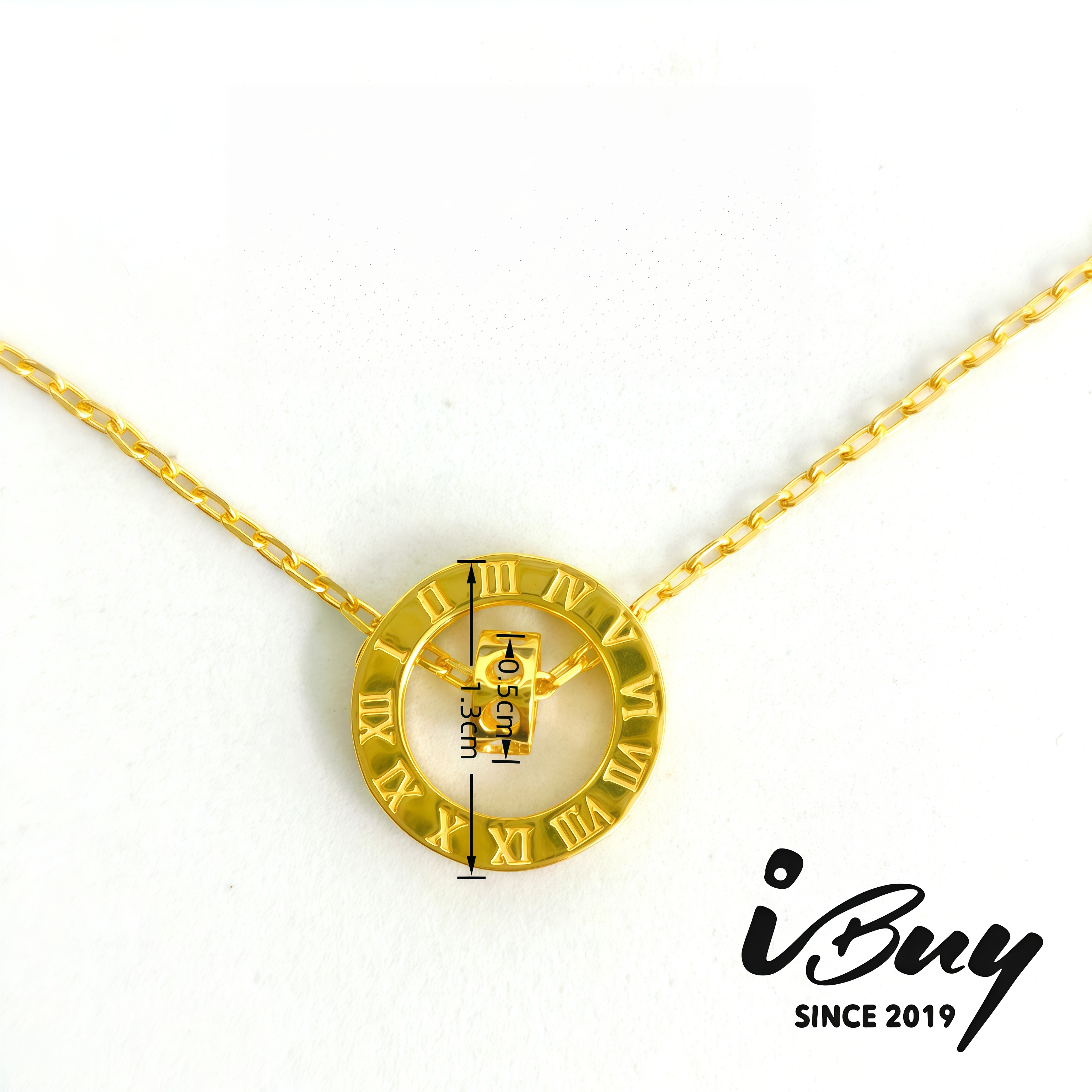 916 GOLD ROME NUMERIC SOLID CABLE CHOKER 916 金 罗马数字实心万字项链