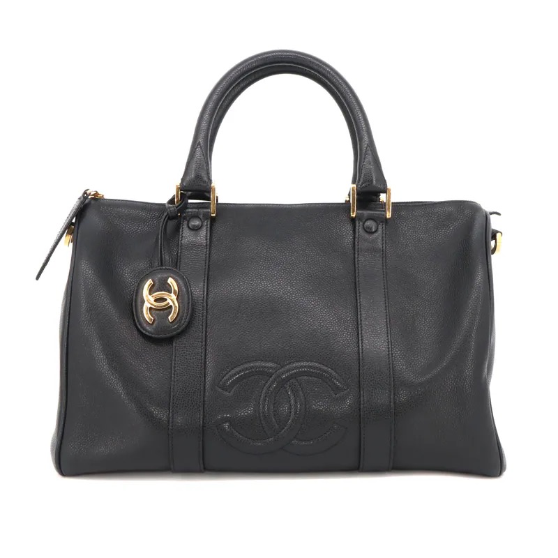 Chanel Vintage Coco Mark Caviar Boston Bag