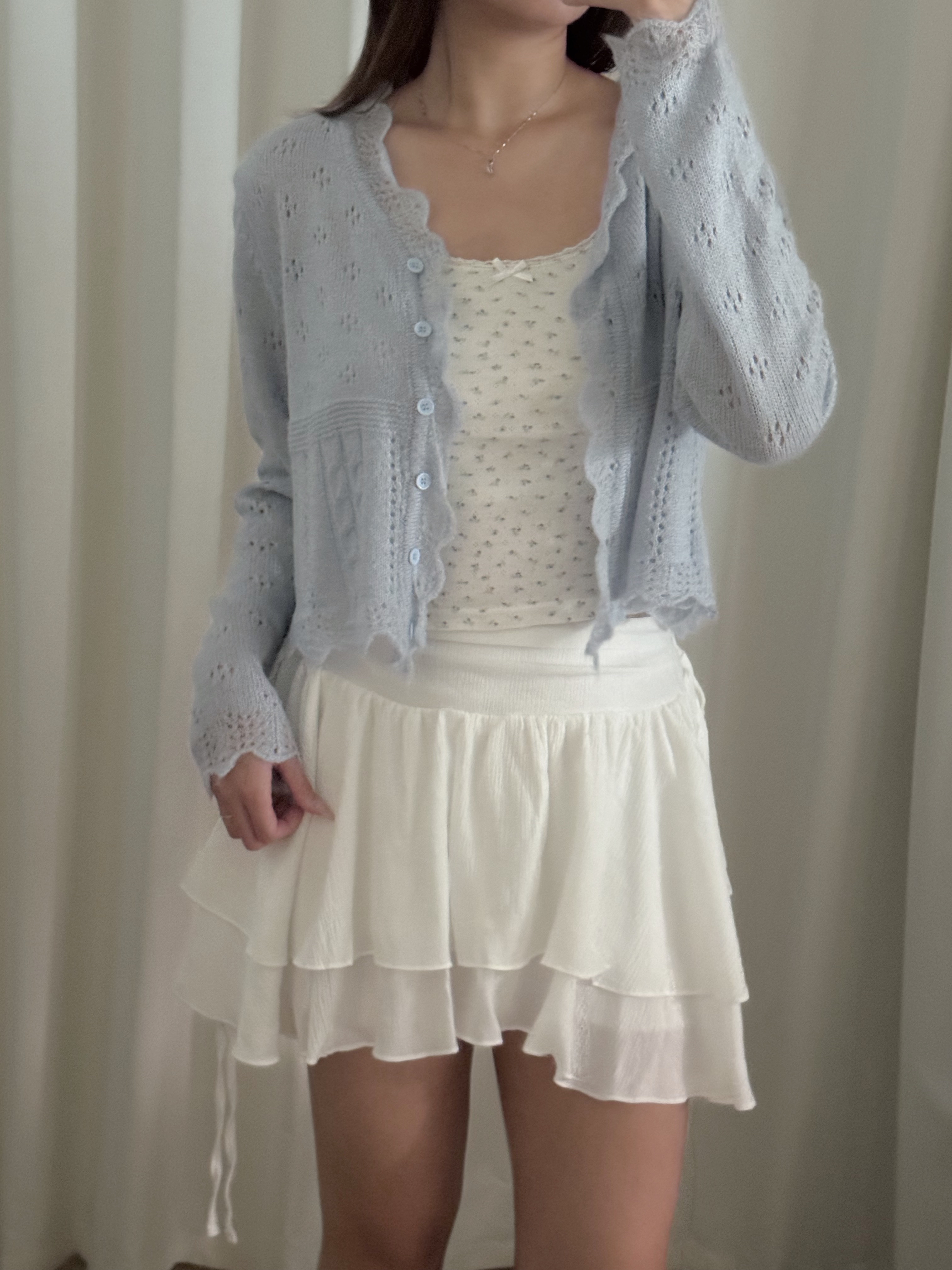 雪紡綁帶蛋糕短裙(兩色入)