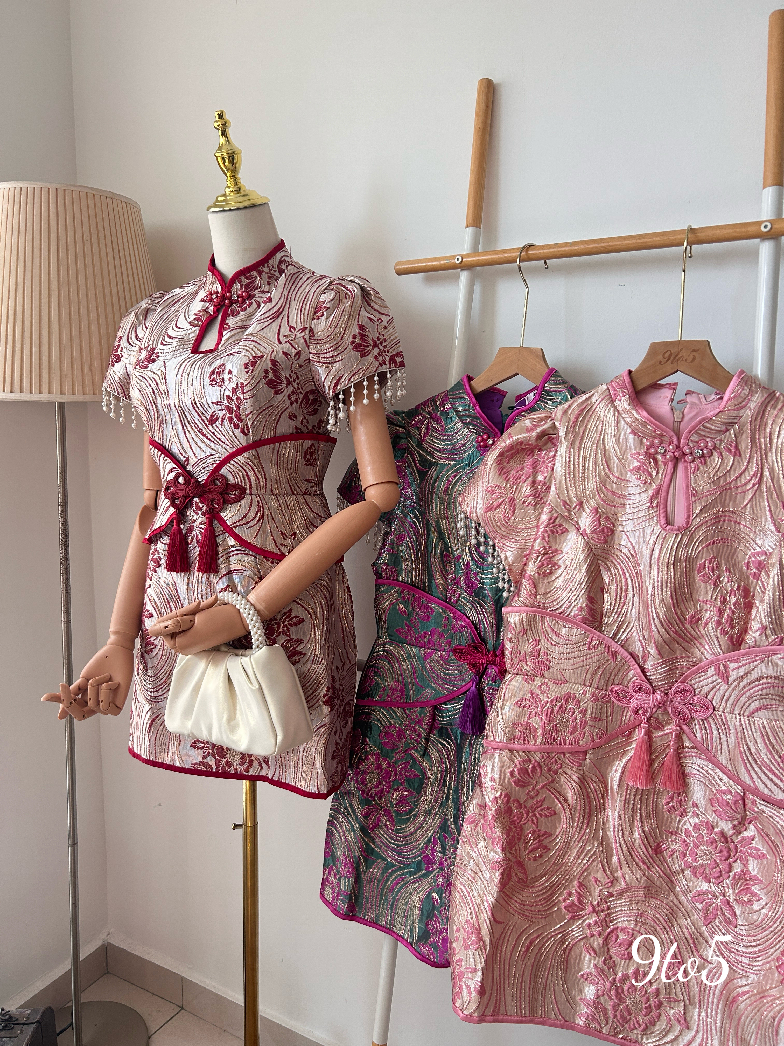 D2310 Floral Cheongsam Dress - 3 Colors