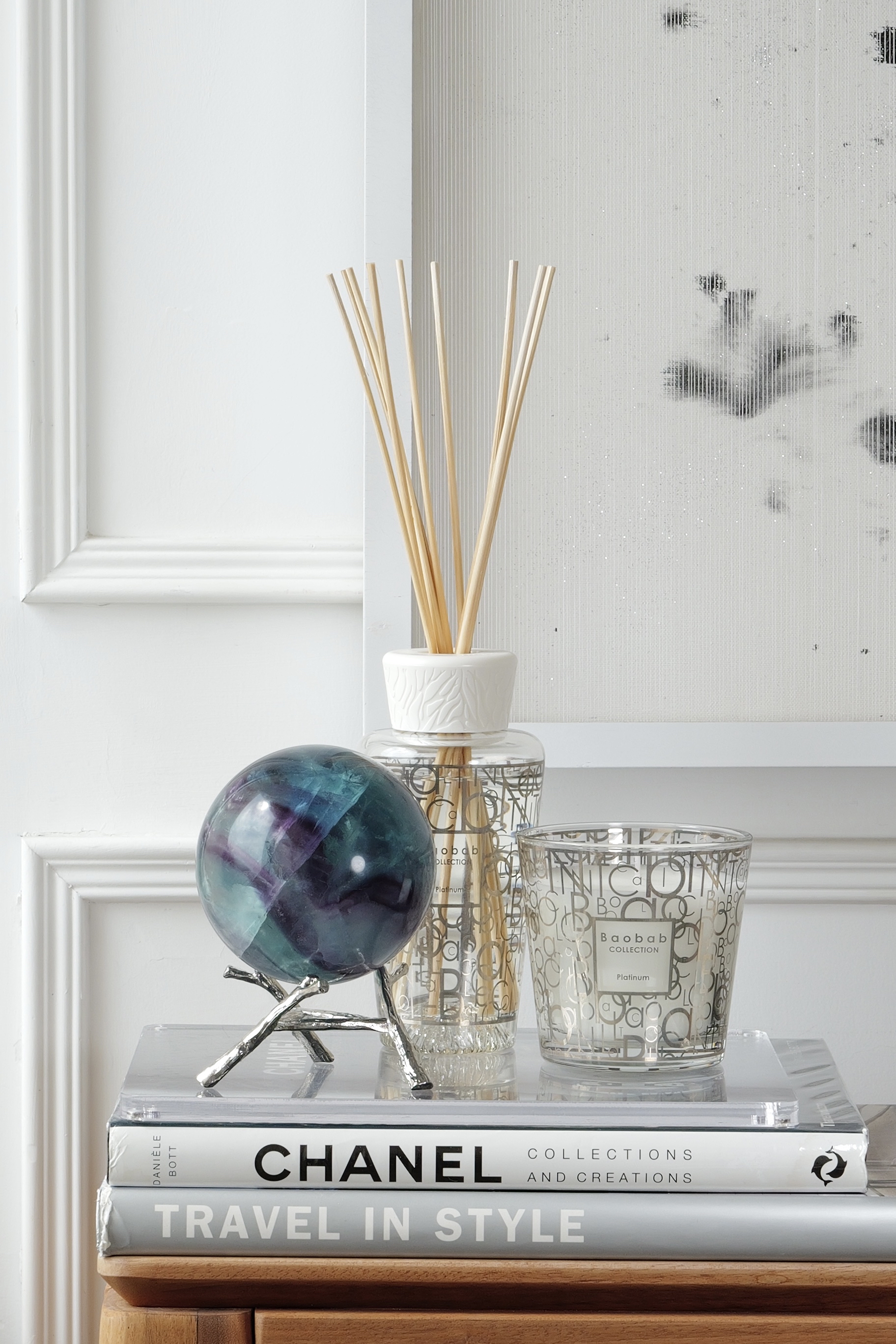 ༒1.3Kg+ 9cm紫藍綠千層紋螢石球༒    A30HFN7G1Mtm-RA27*6TF