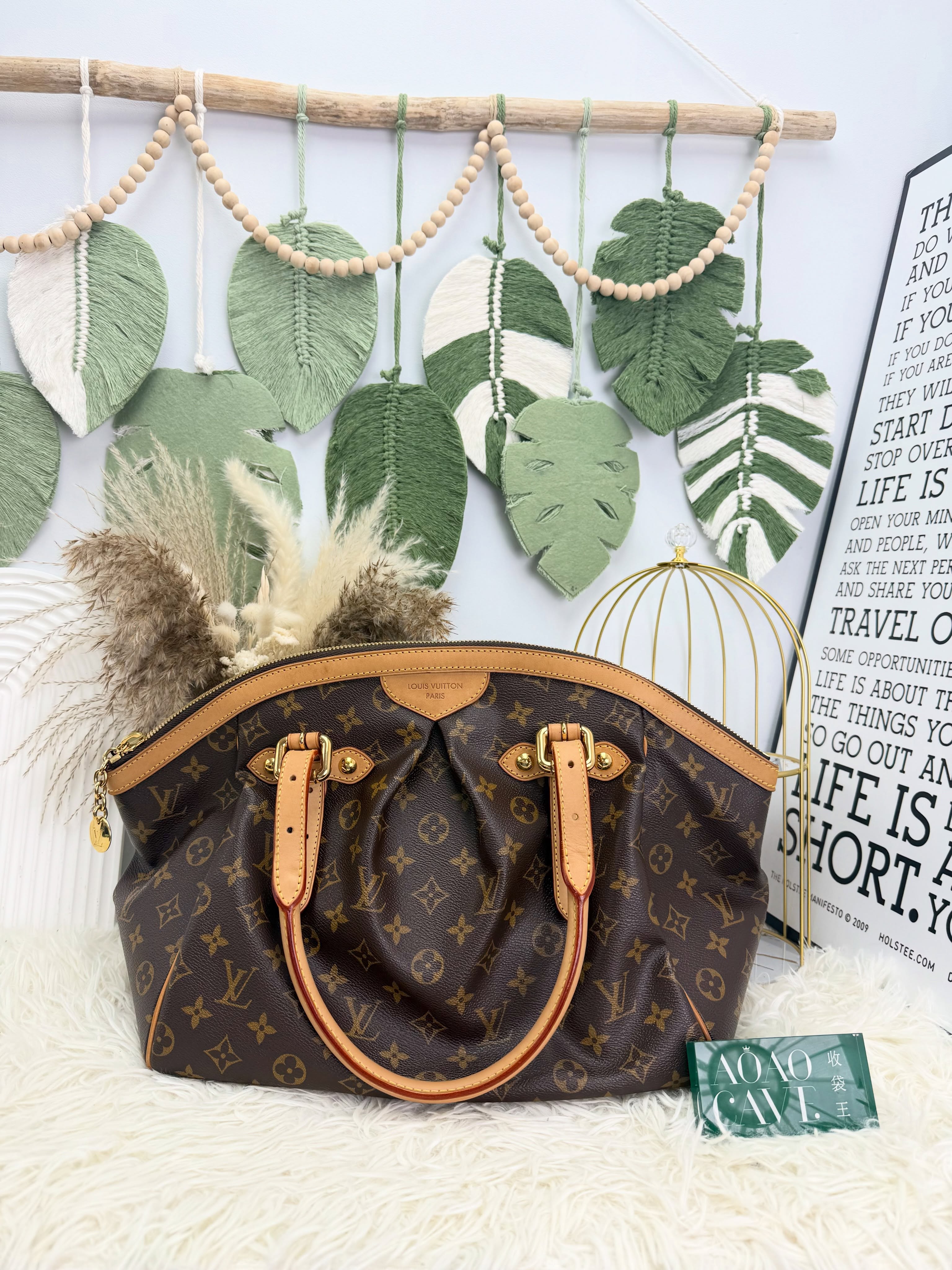 Lv👜 PRE OWNED 🛍️啡色老花 Tivoli GM size餃子袋 有塵袋 🥟🤎