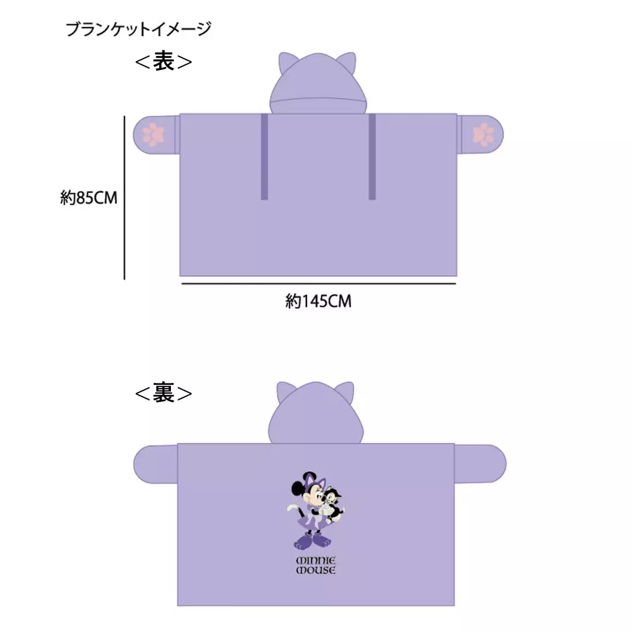 🌸 【預訂】Minnie & Figaro Blanket - CAT MINNIE AND FIGARO - 2027 DISNEY HALLOWEEN