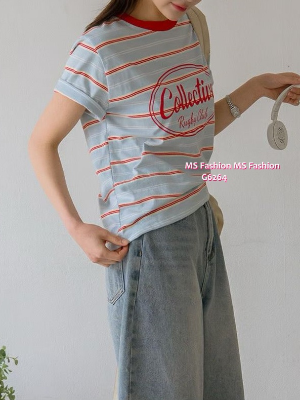 G6264 韓國🇰🇷靚色橫間tee仔