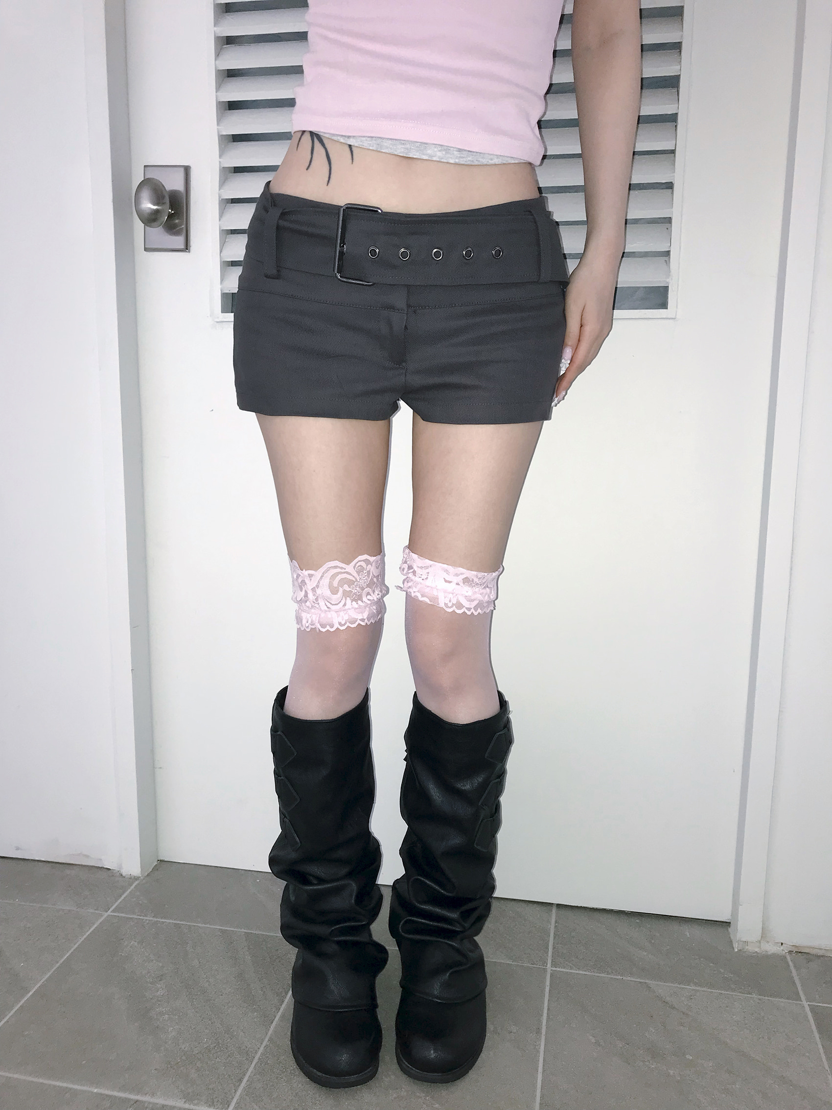Low Rise Belted Micro Shorts
