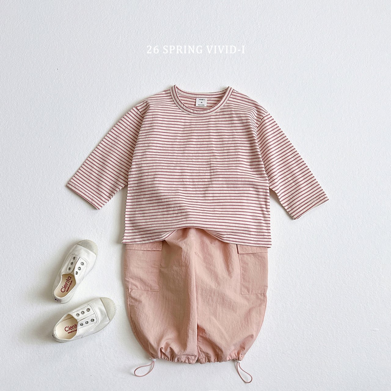 🌸預訂 韓國直送🌸🇰🇷VIVIDI四色日常寬鬆純色條紋長袖上衣套裝