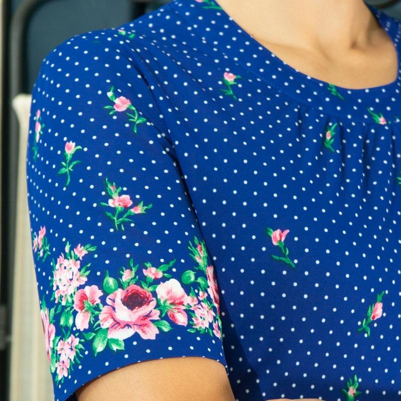 Vintage Japanese Floral Pattern on Hem Summer Day Dress (MT1842-17)