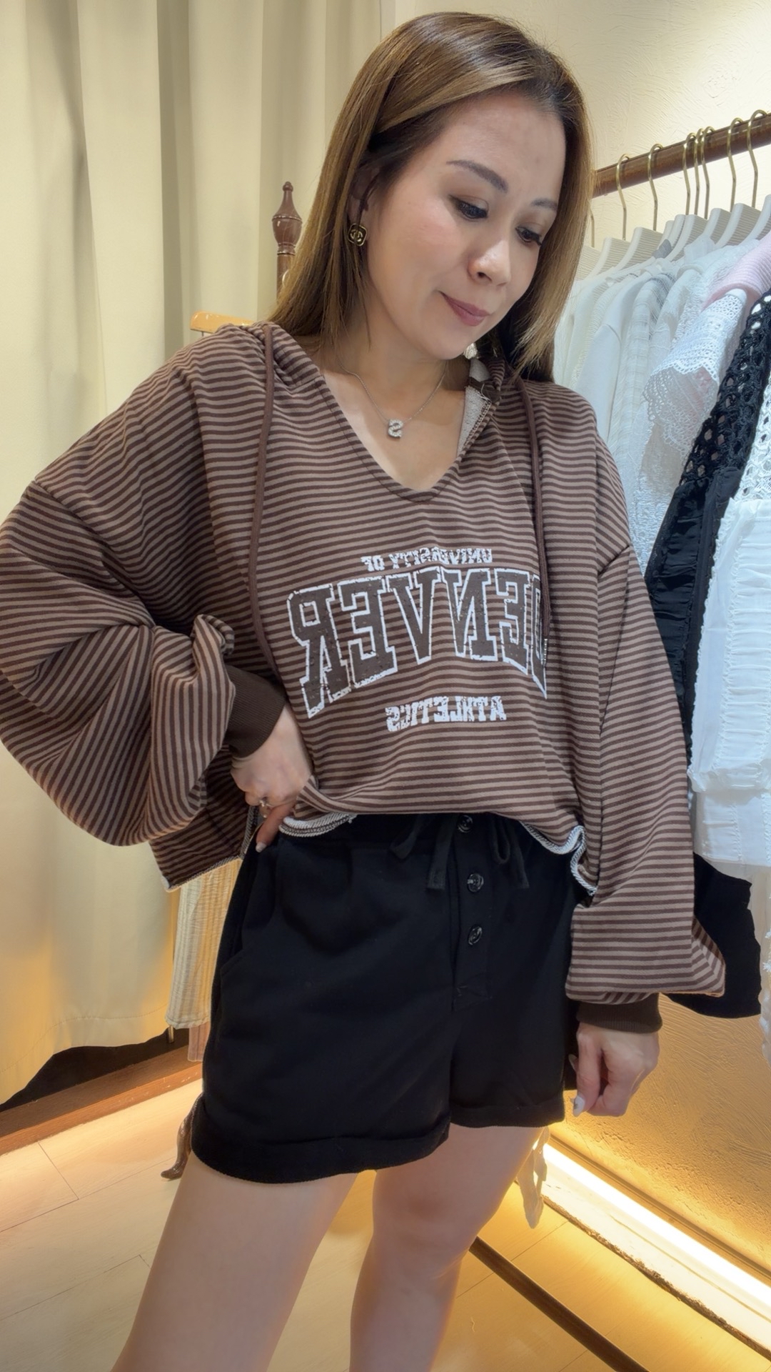 New條紋連帽休閒上衣
