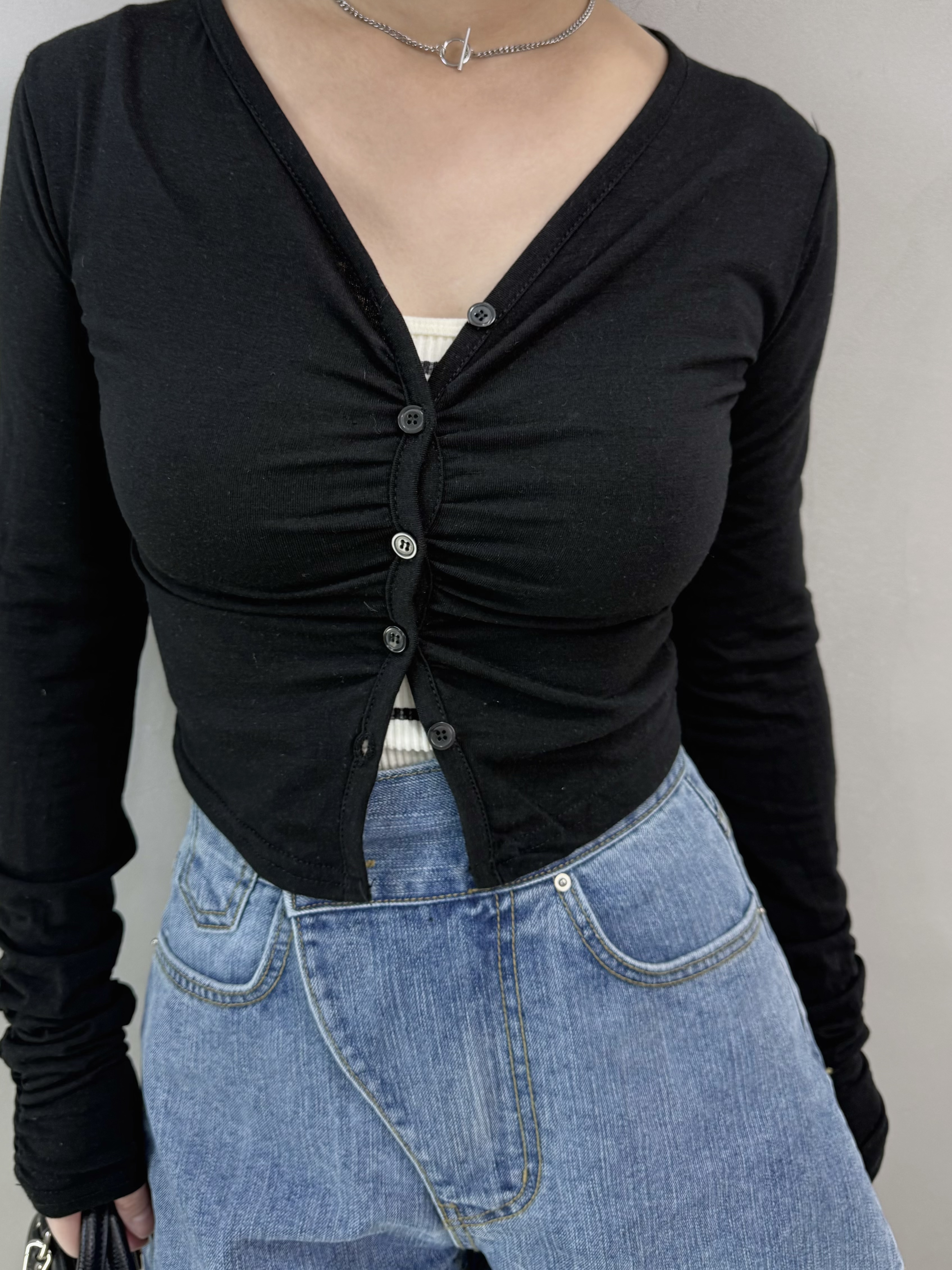 Y94 扣鈕打褶外套