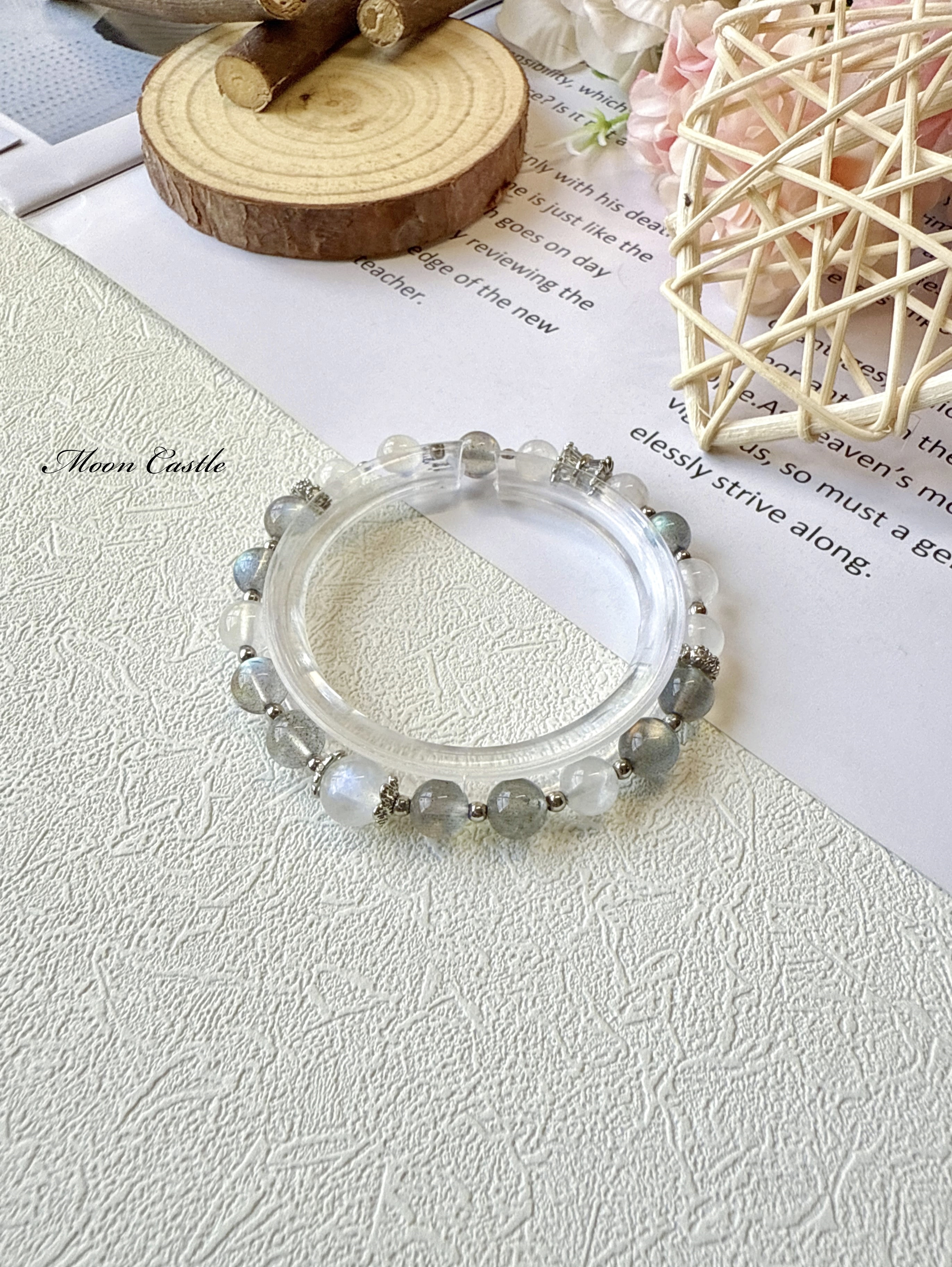 藍月光x灰拉長石(彩光)手鏈